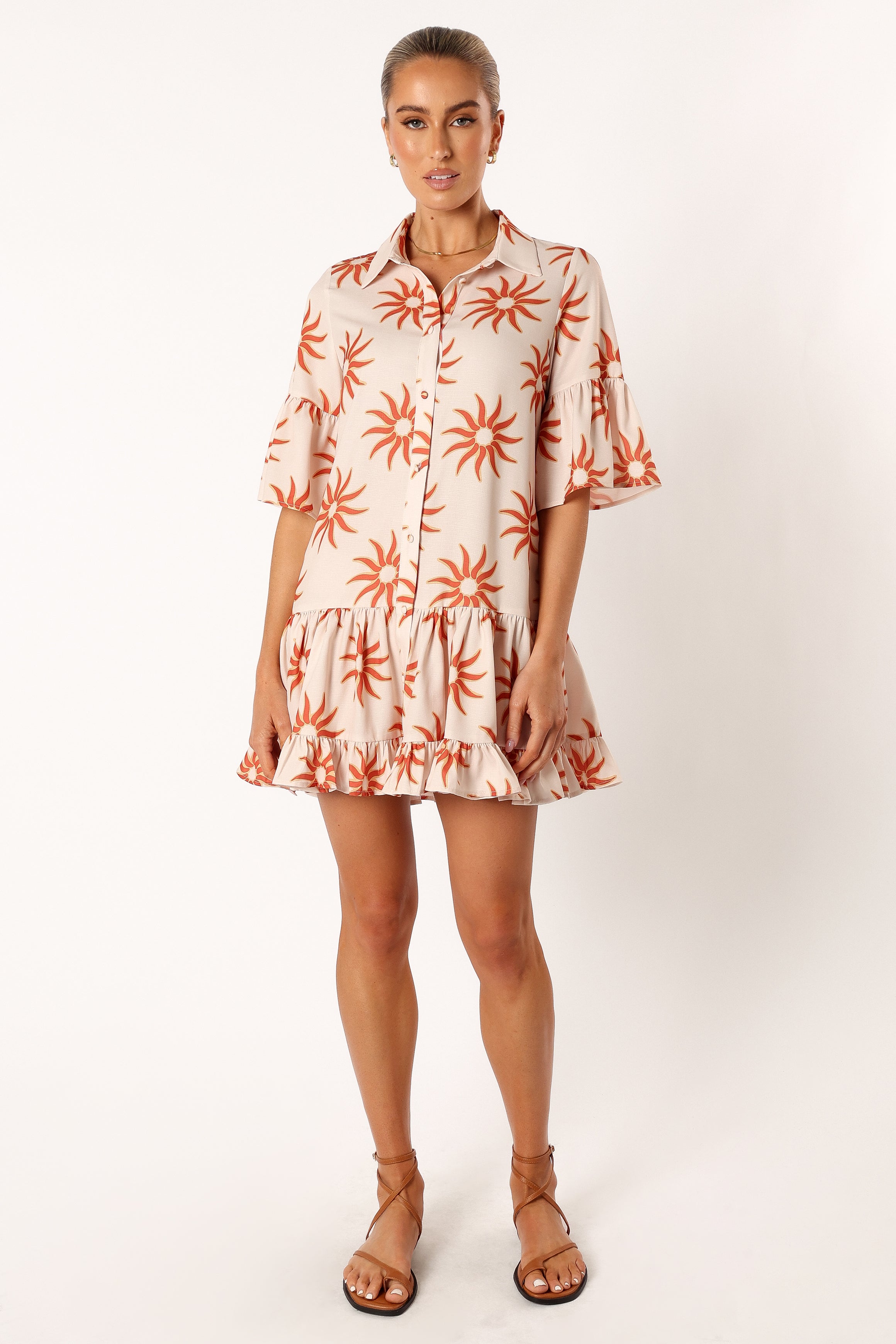 Oversized Shirt Dress with Frill Sleeves & Pockets - Soleil