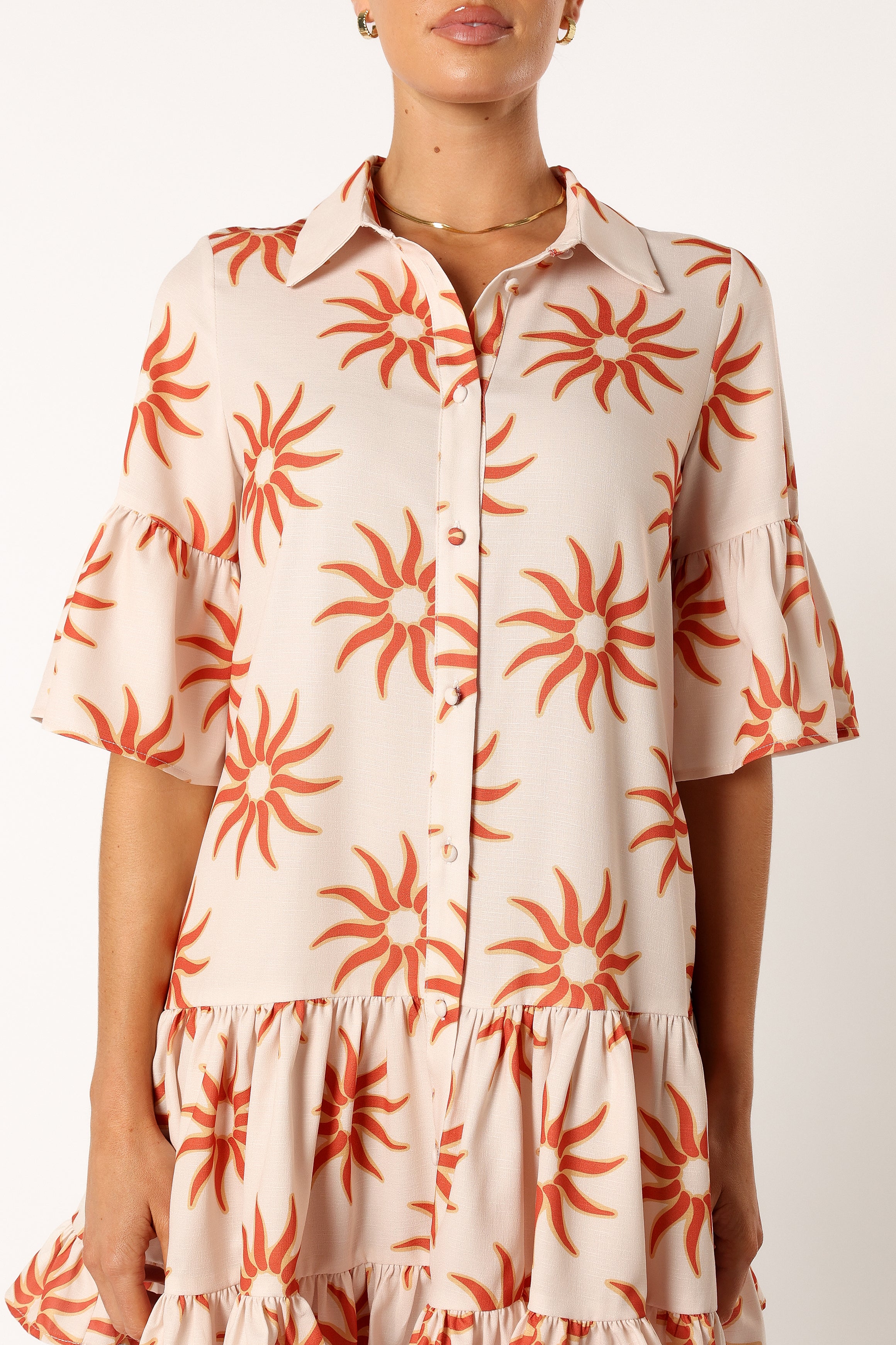 Oversized Shirt Dress with Frill Sleeves & Pockets - Soleil