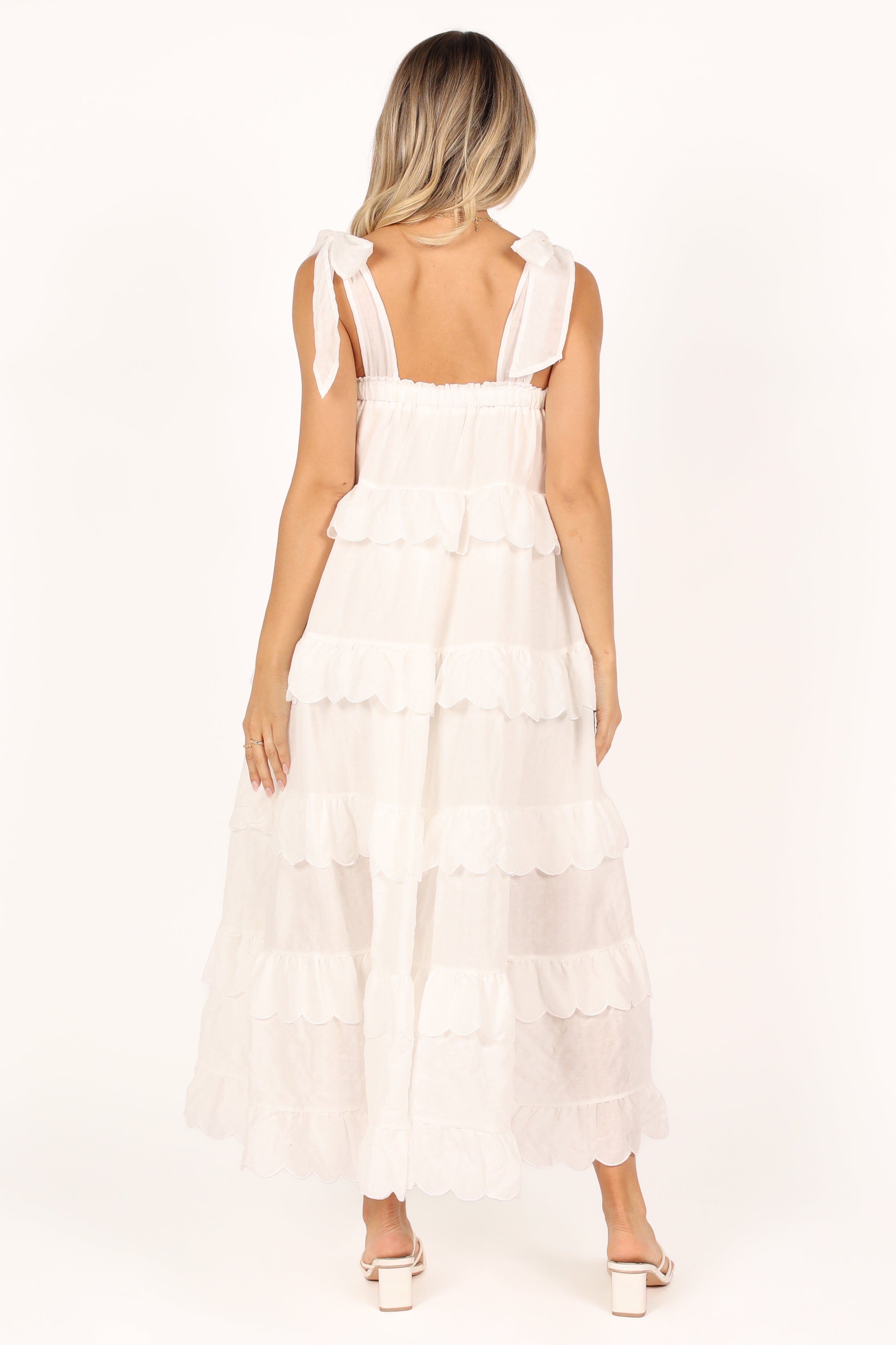 Ursa Square Neck Maxi Dress with Front Cut Out - Off White