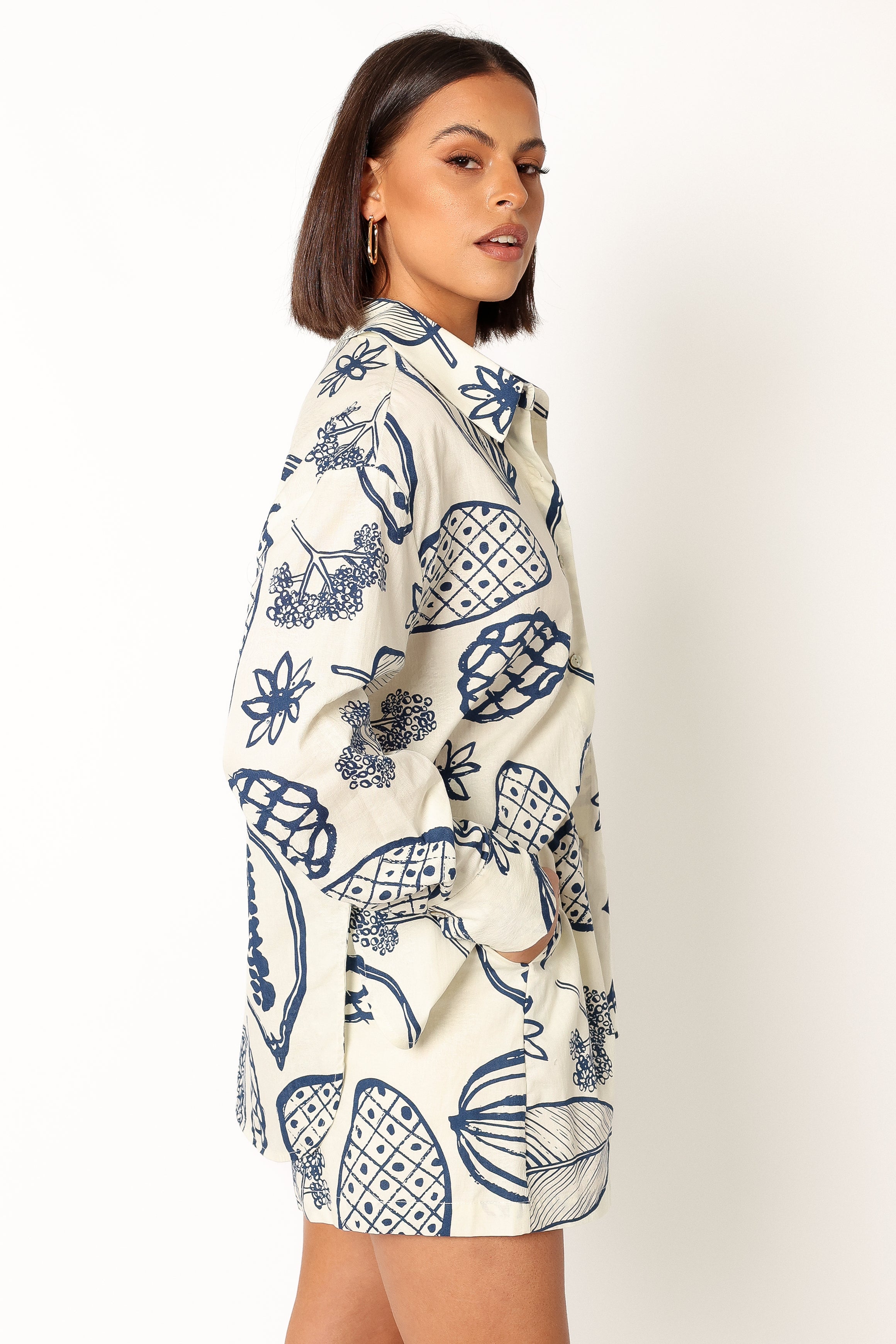 Navy Tropical Print Two Piece Set - Bonnie Vacation Outfit