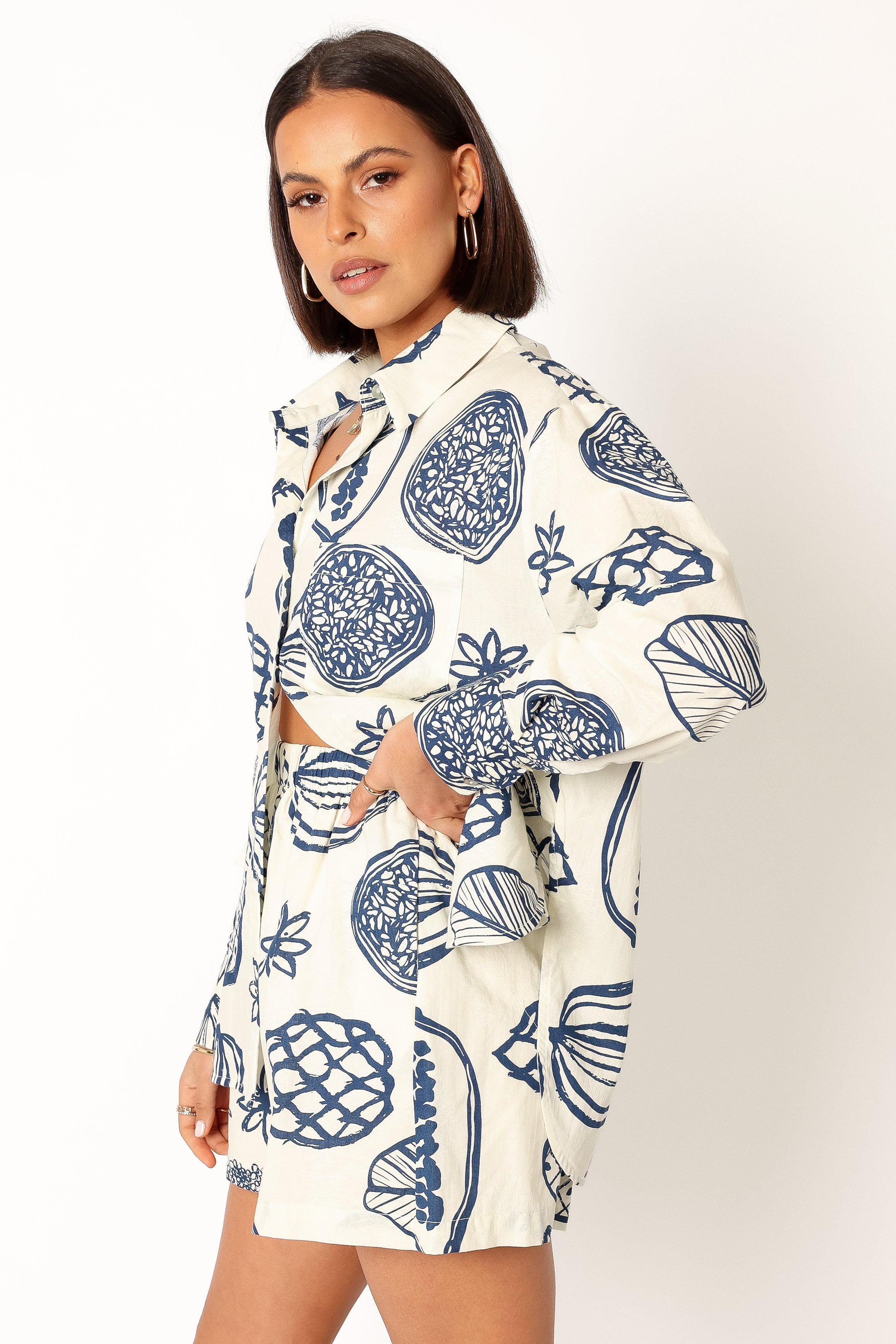 Navy Tropical Print Two Piece Set - Bonnie Vacation Outfit