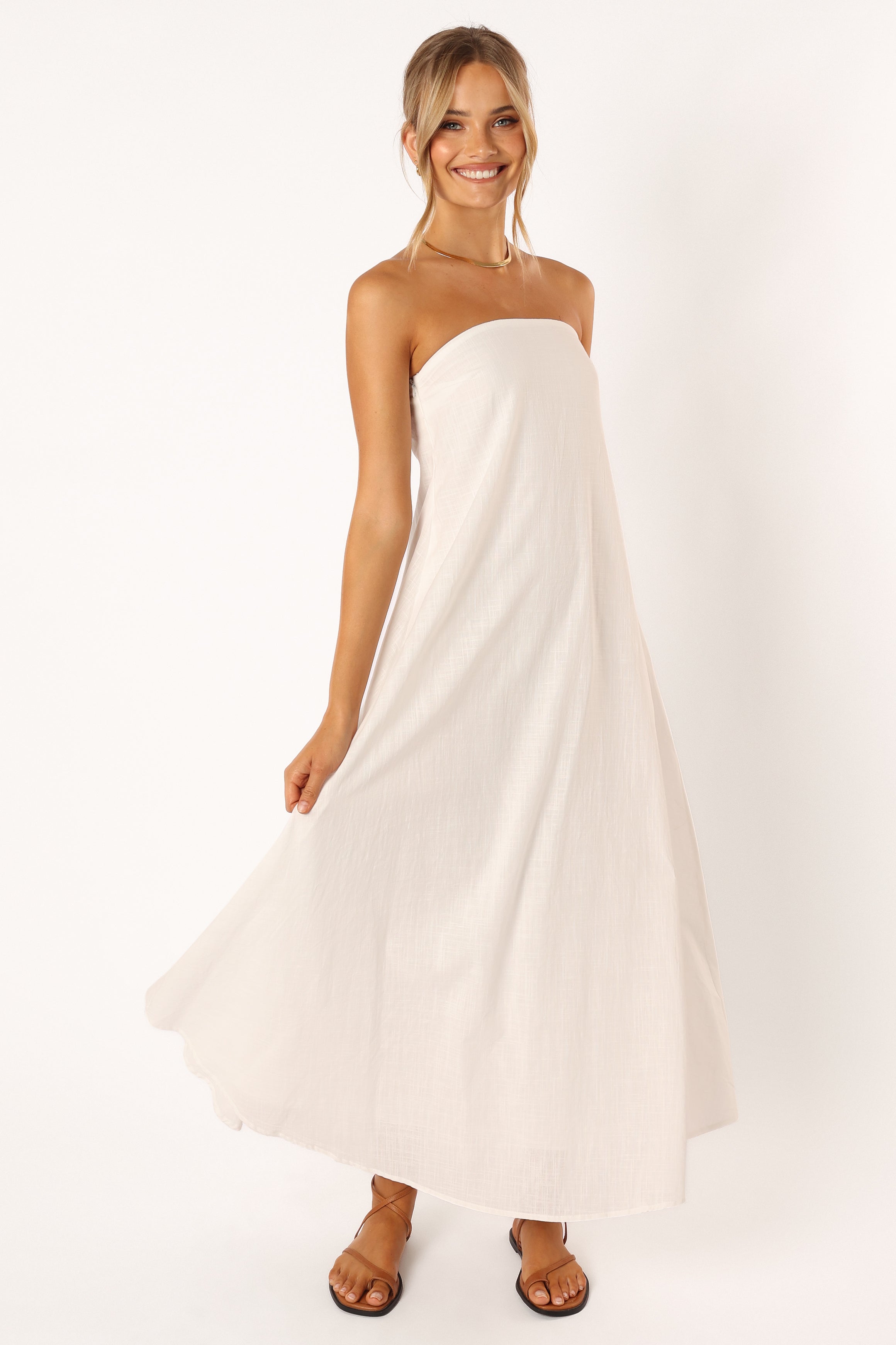 White Strapless Maxi Dress - Elegant Cotton Formal Gown