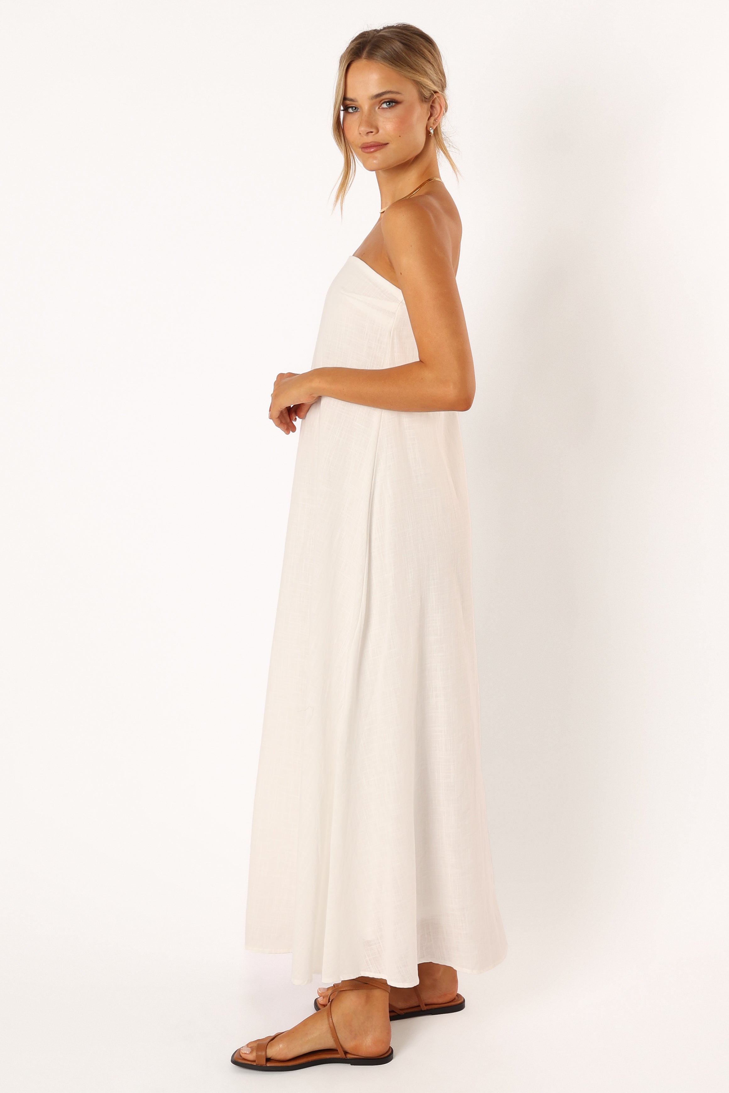 White Strapless Maxi Dress - Elegant Cotton Formal Gown