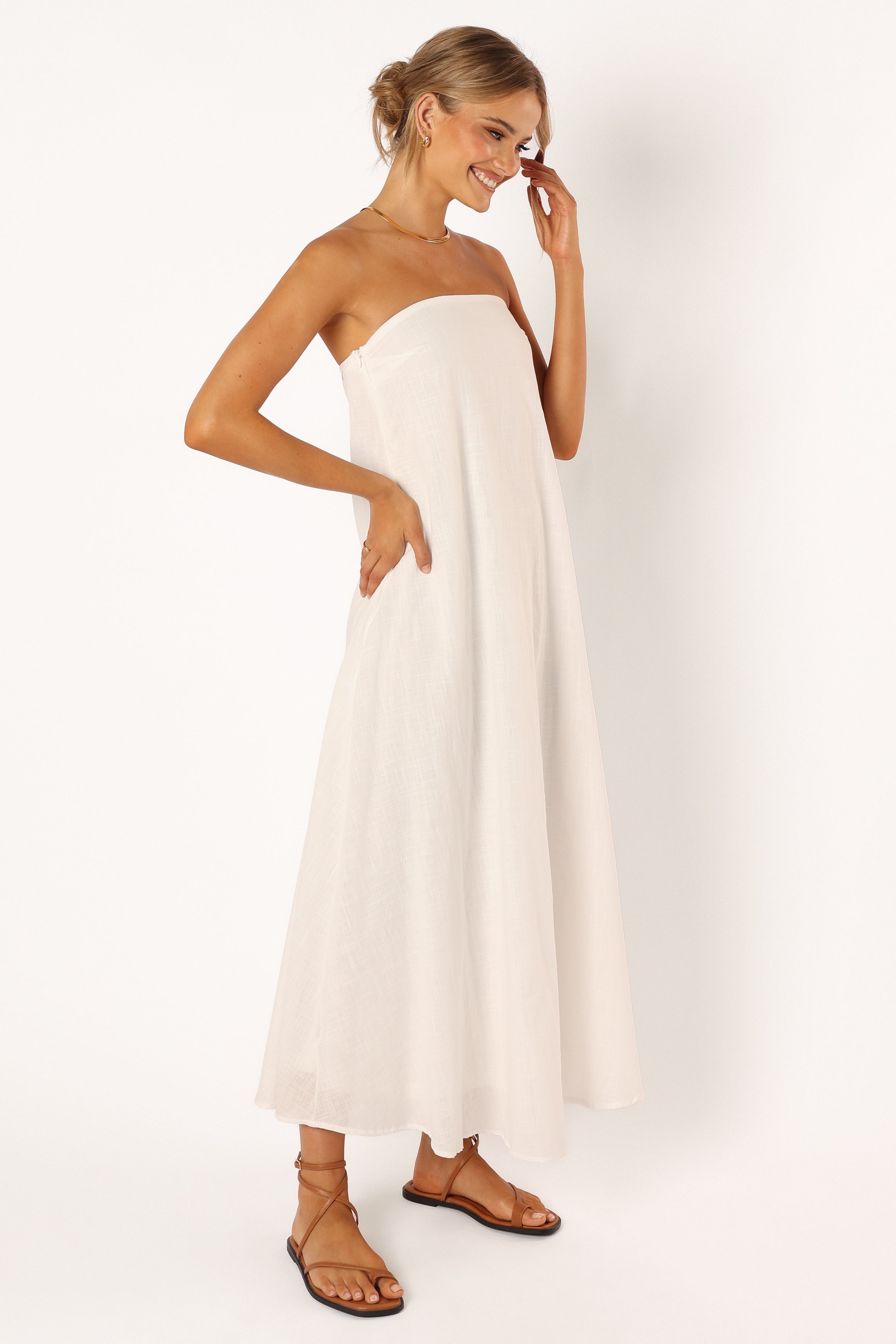 White Strapless Maxi Dress - Elegant Cotton Formal Gown