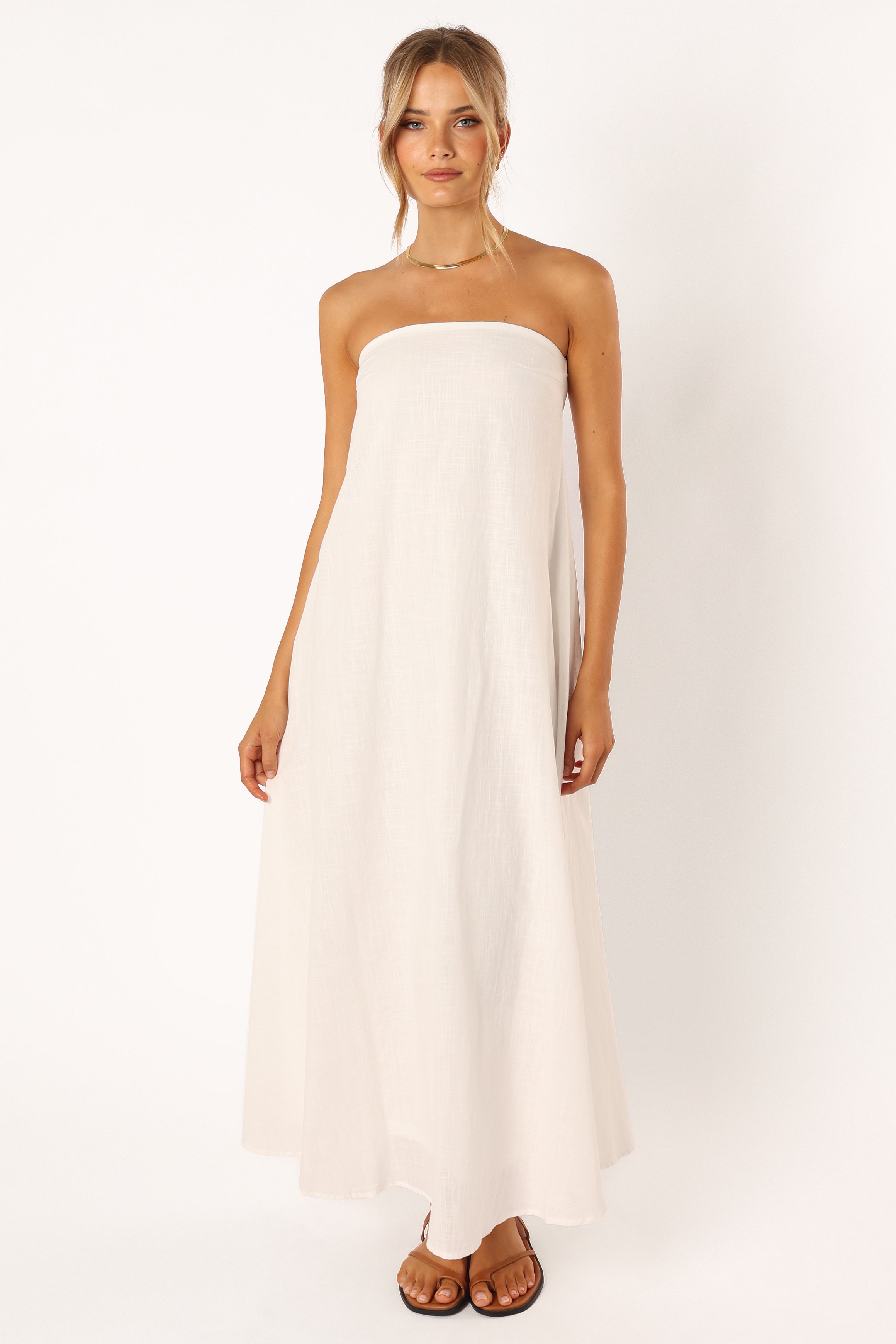 White Strapless Maxi Dress - Elegant Cotton Formal Gown