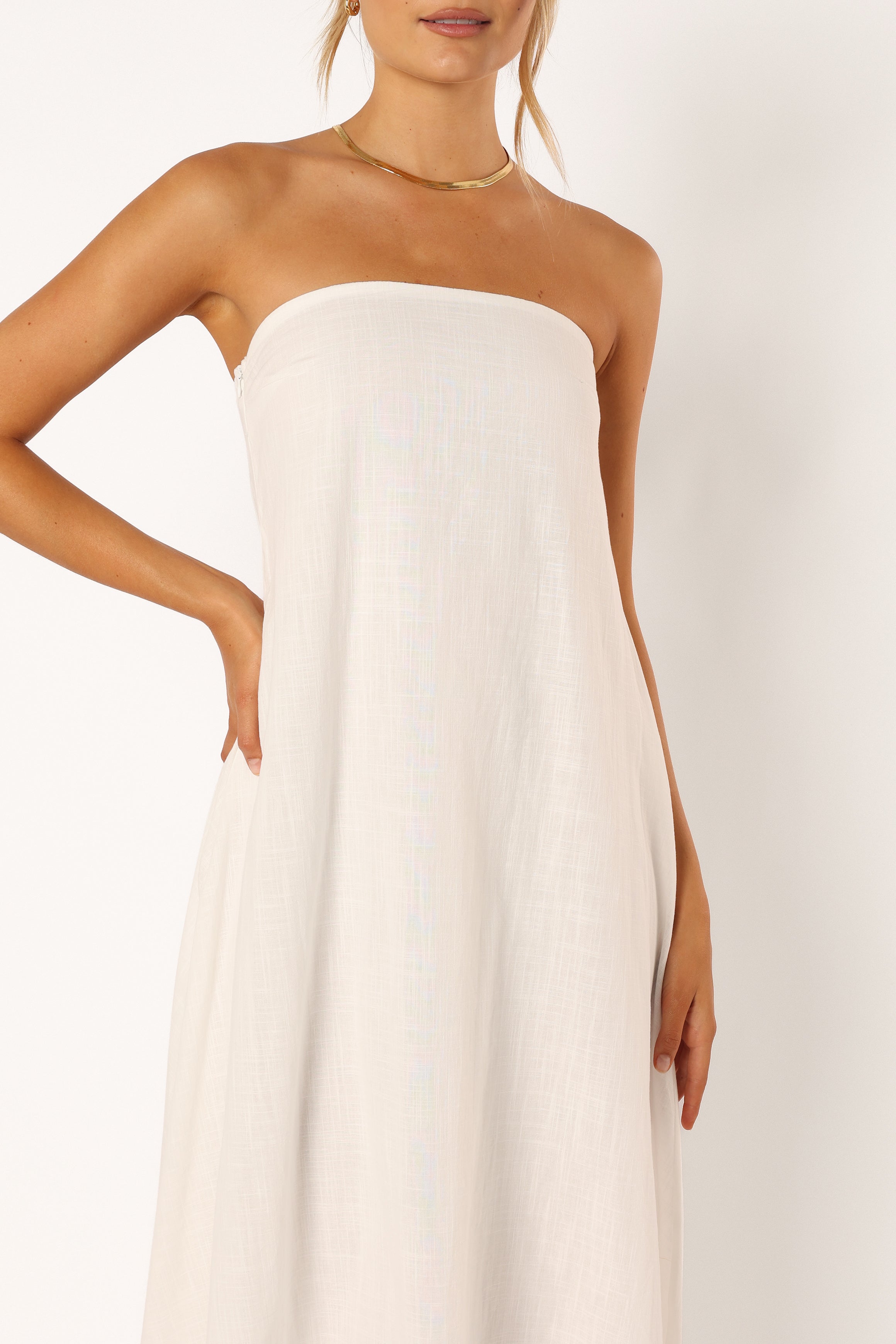 White Strapless Maxi Dress - Elegant Cotton Formal Gown