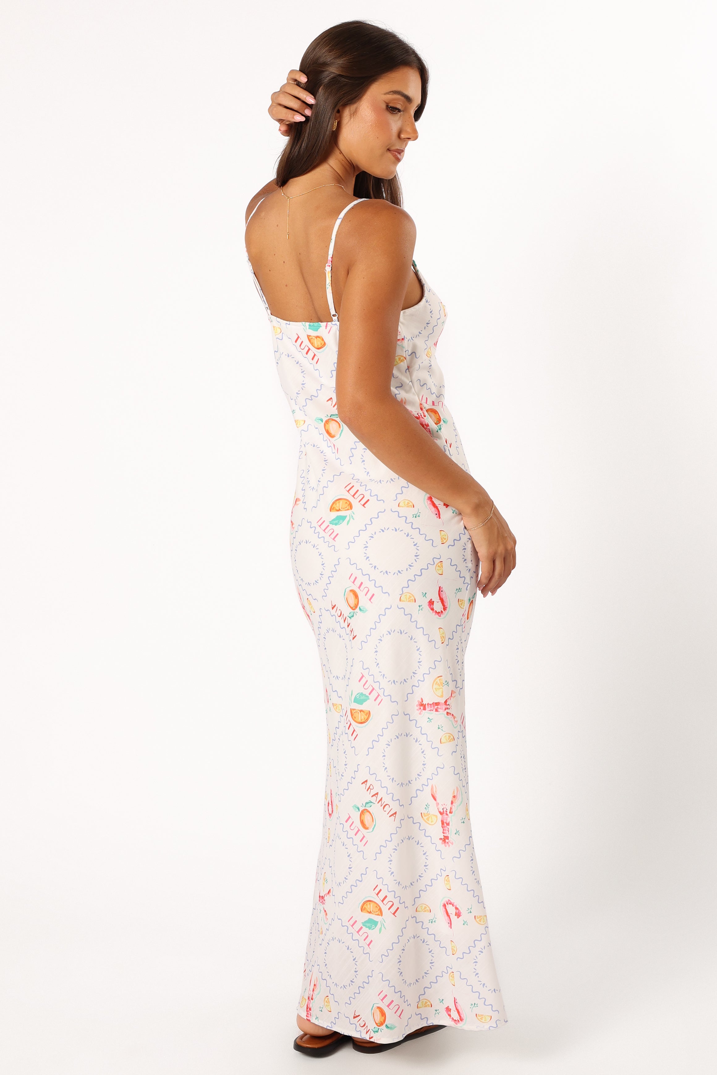 Surri White Midi Slip Dress with V-Neck & Adjustable Straps