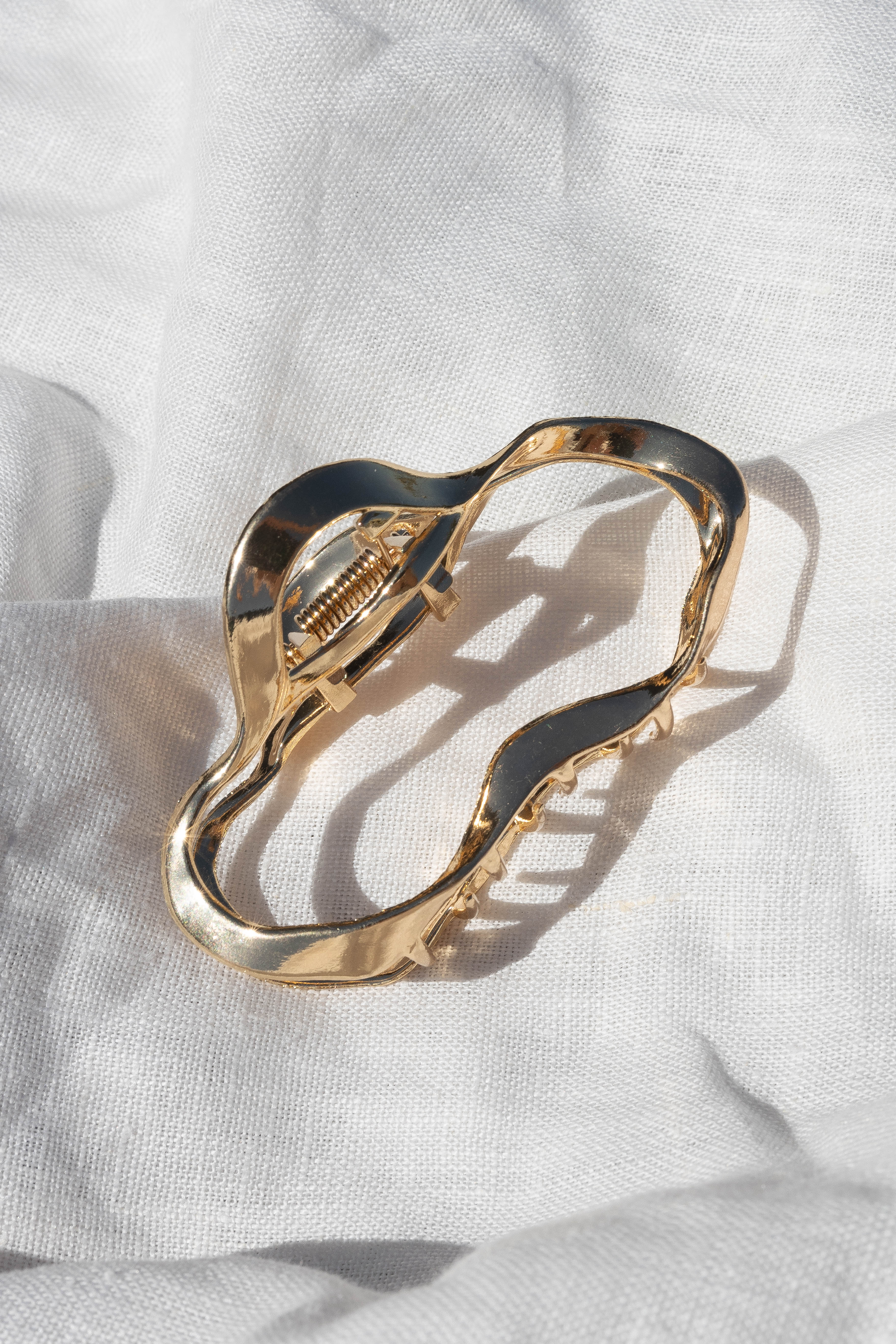 Gold Hair Claw Clip - Morrow Alloy Abstract Design Hairpin
