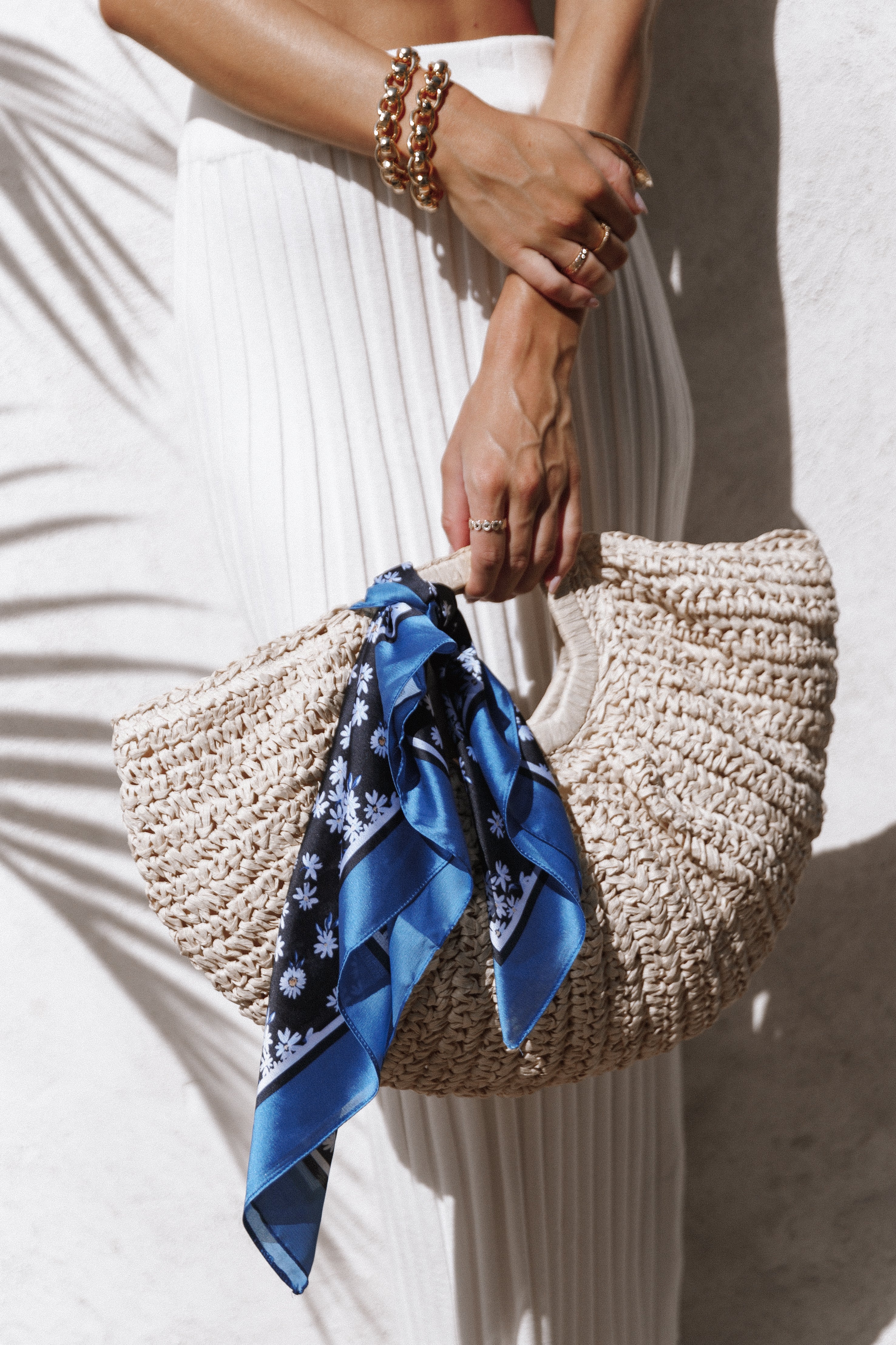 Floral Hair Scarf Vanessa - Dark Print Satin Square Wrap