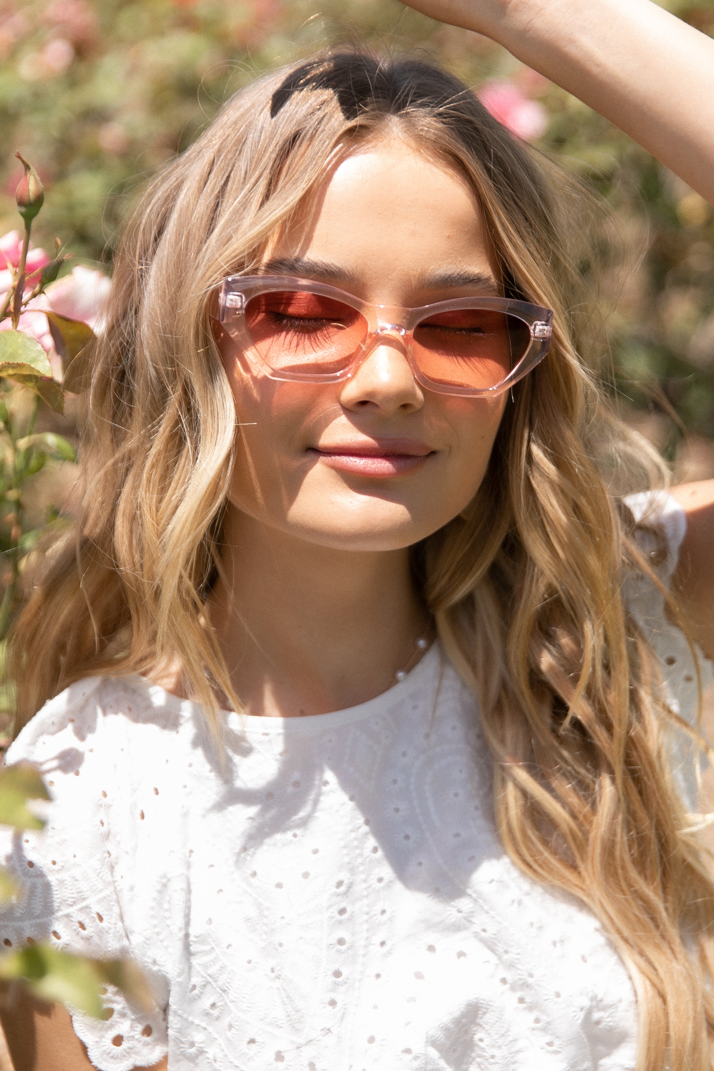 Pink Cat Eye Sunglasses by Augie - Glass Lenses & Acrylic Frame