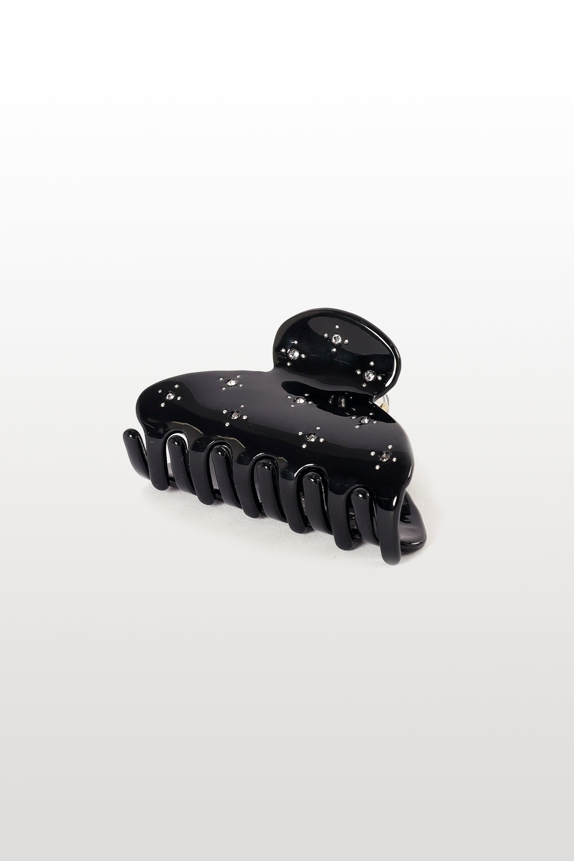 Bisou Diamantee Hair Clip - Sparkling Black Resin Claw Clip