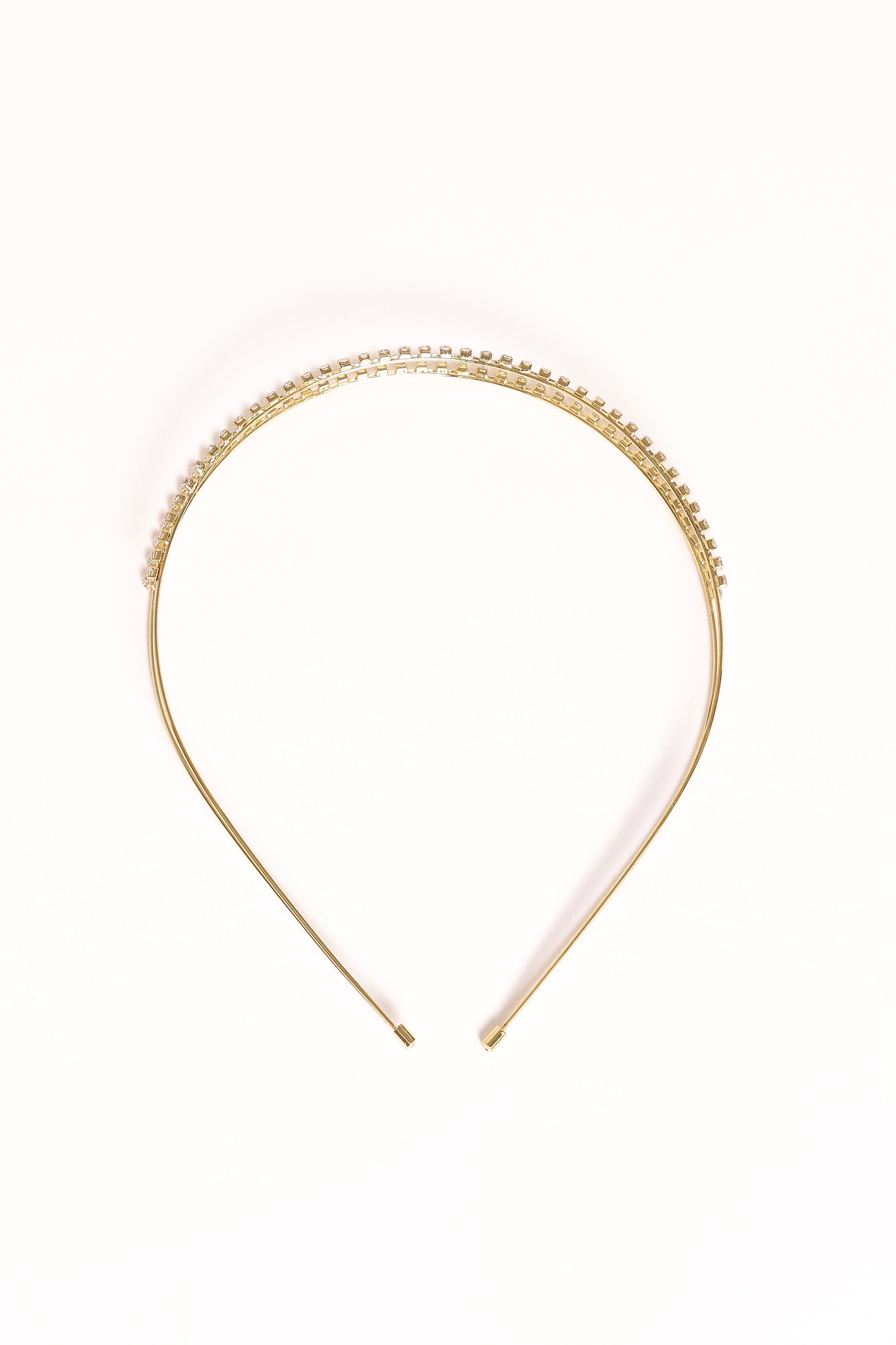 Ellah Gold Crystal Headband - Thin Elegant Hair Accessory