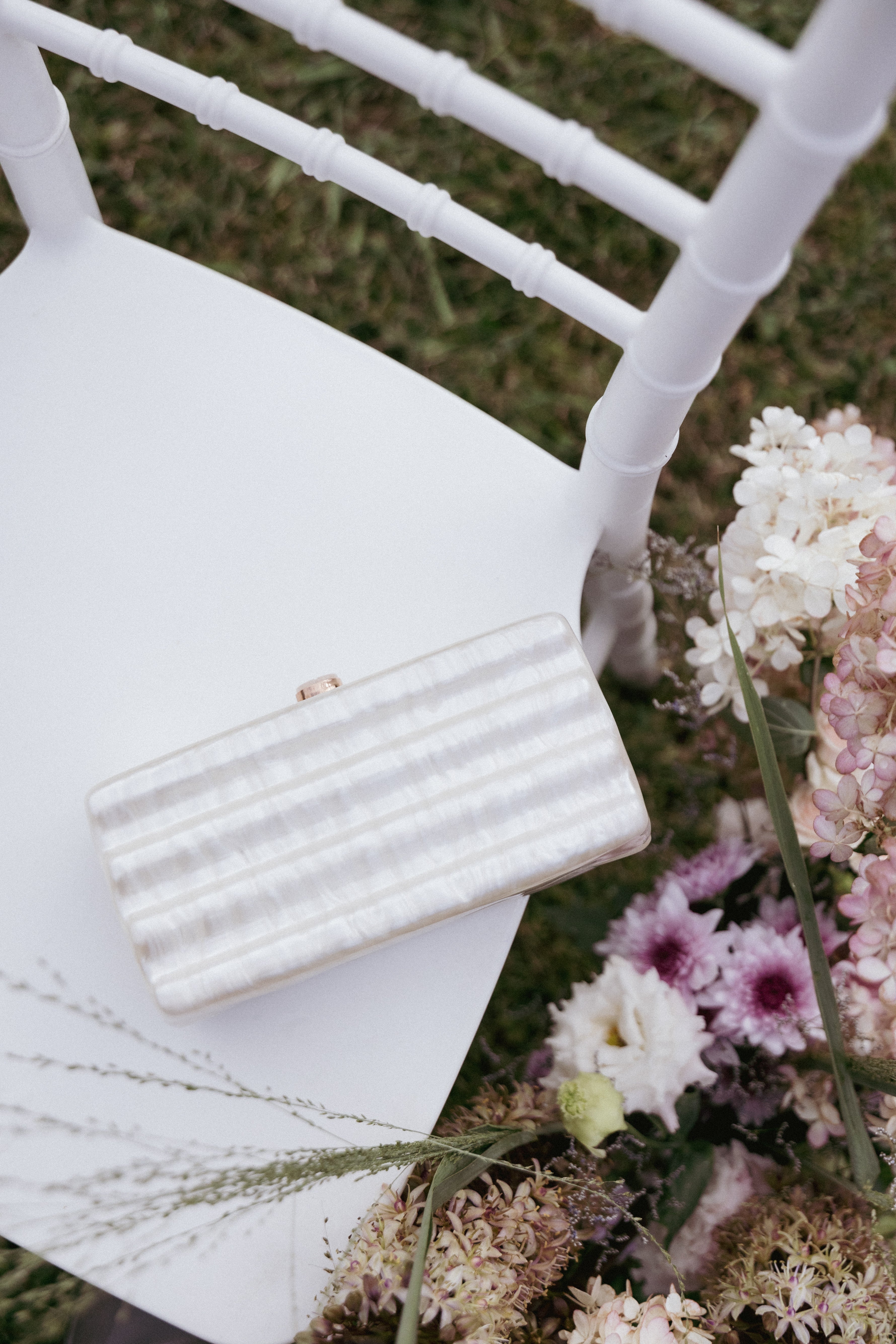 Pearl Resin Helena Clutch with Gold Chain Strap