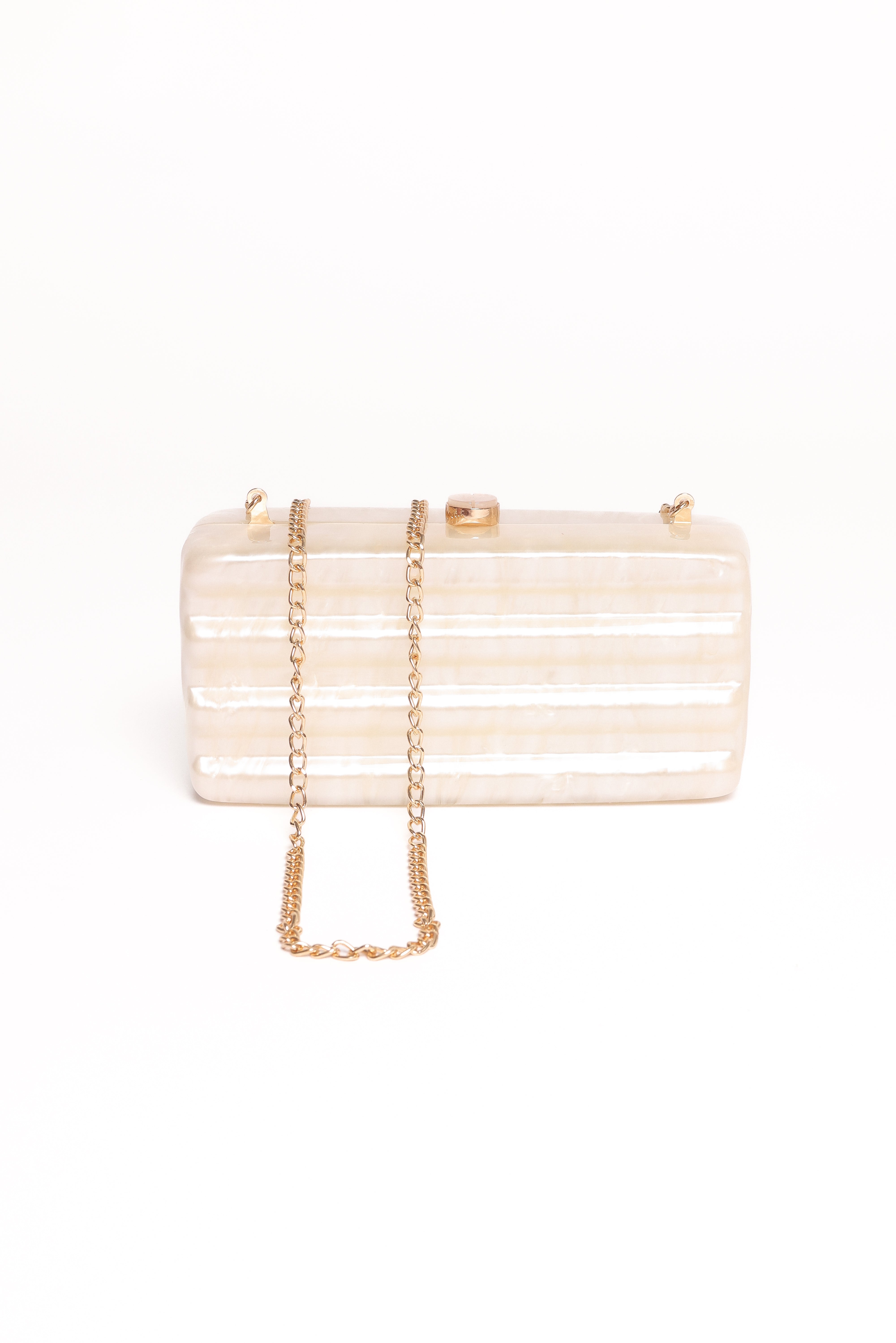 Pearl Resin Helena Clutch with Gold Chain Strap