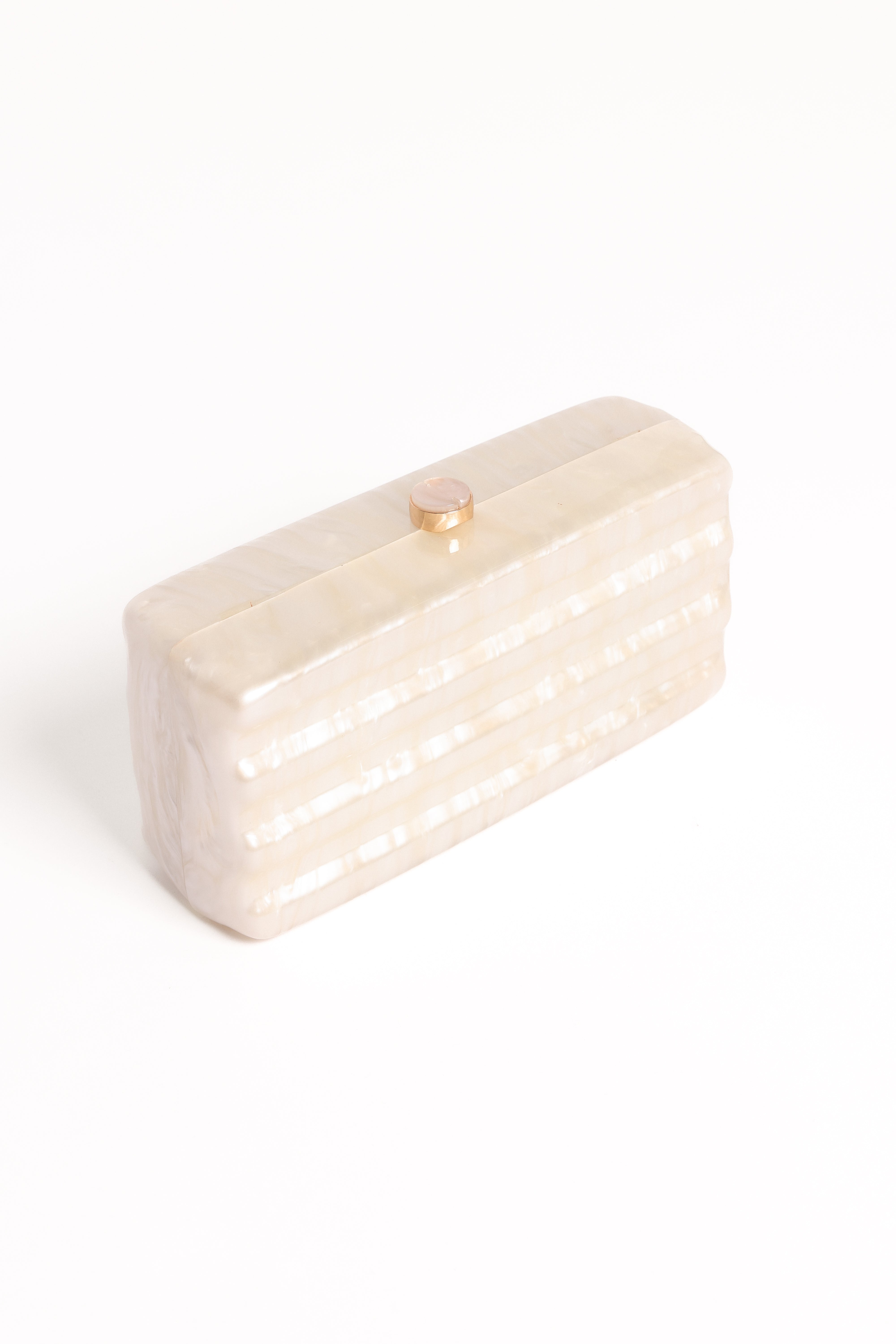 Pearl Resin Helena Clutch with Gold Chain Strap