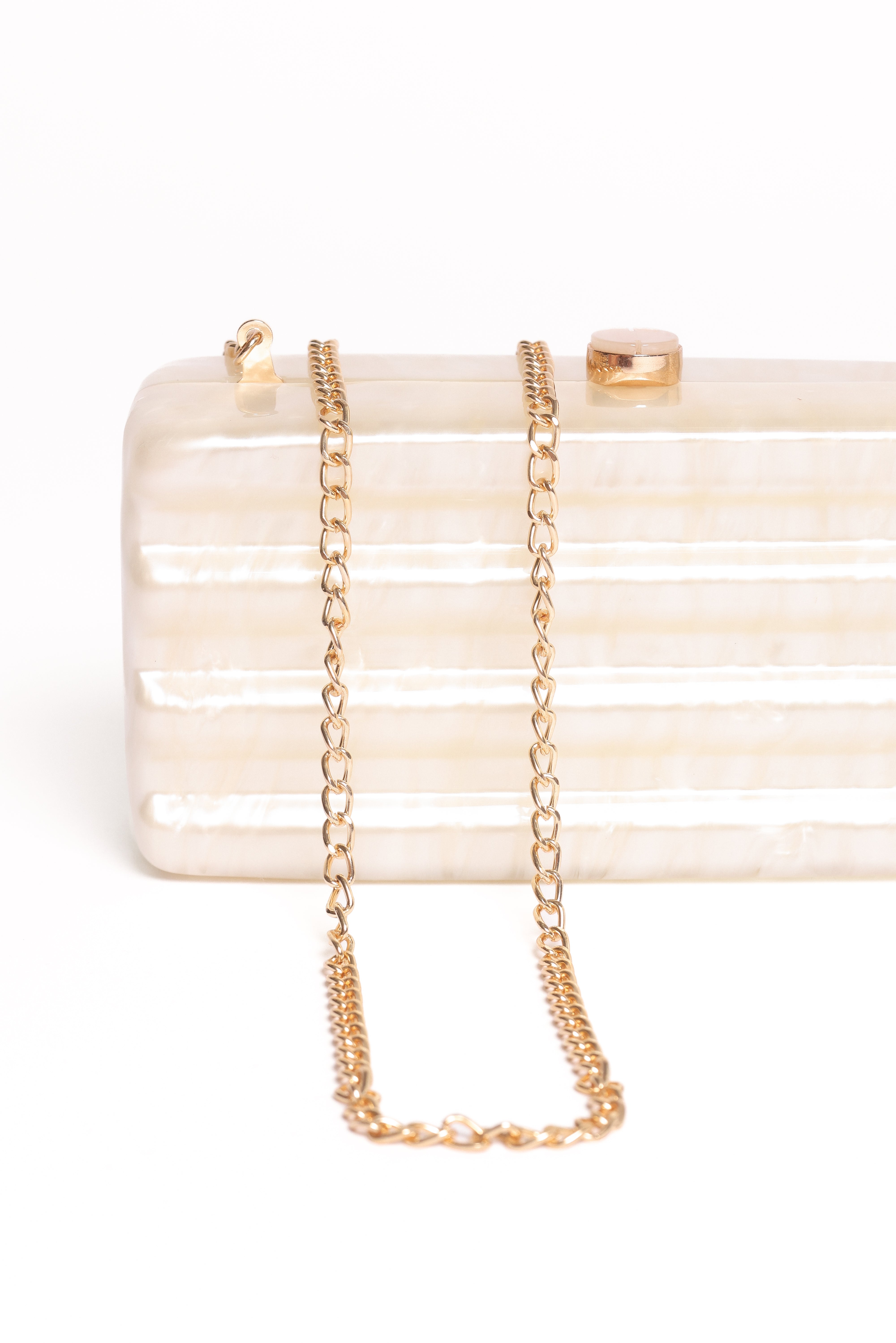 Pearl Resin Helena Clutch with Gold Chain Strap