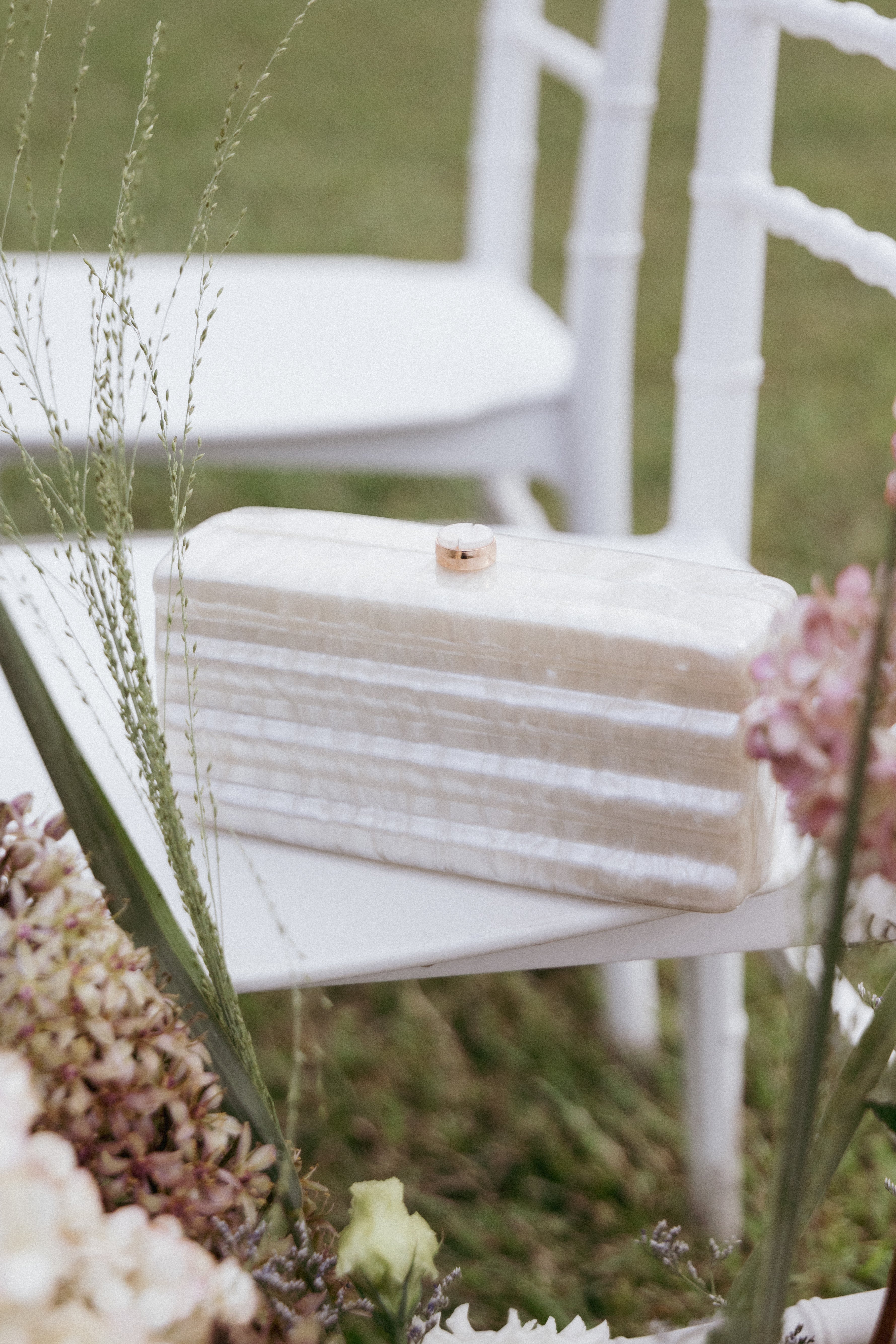 Pearl Resin Helena Clutch with Gold Chain Strap