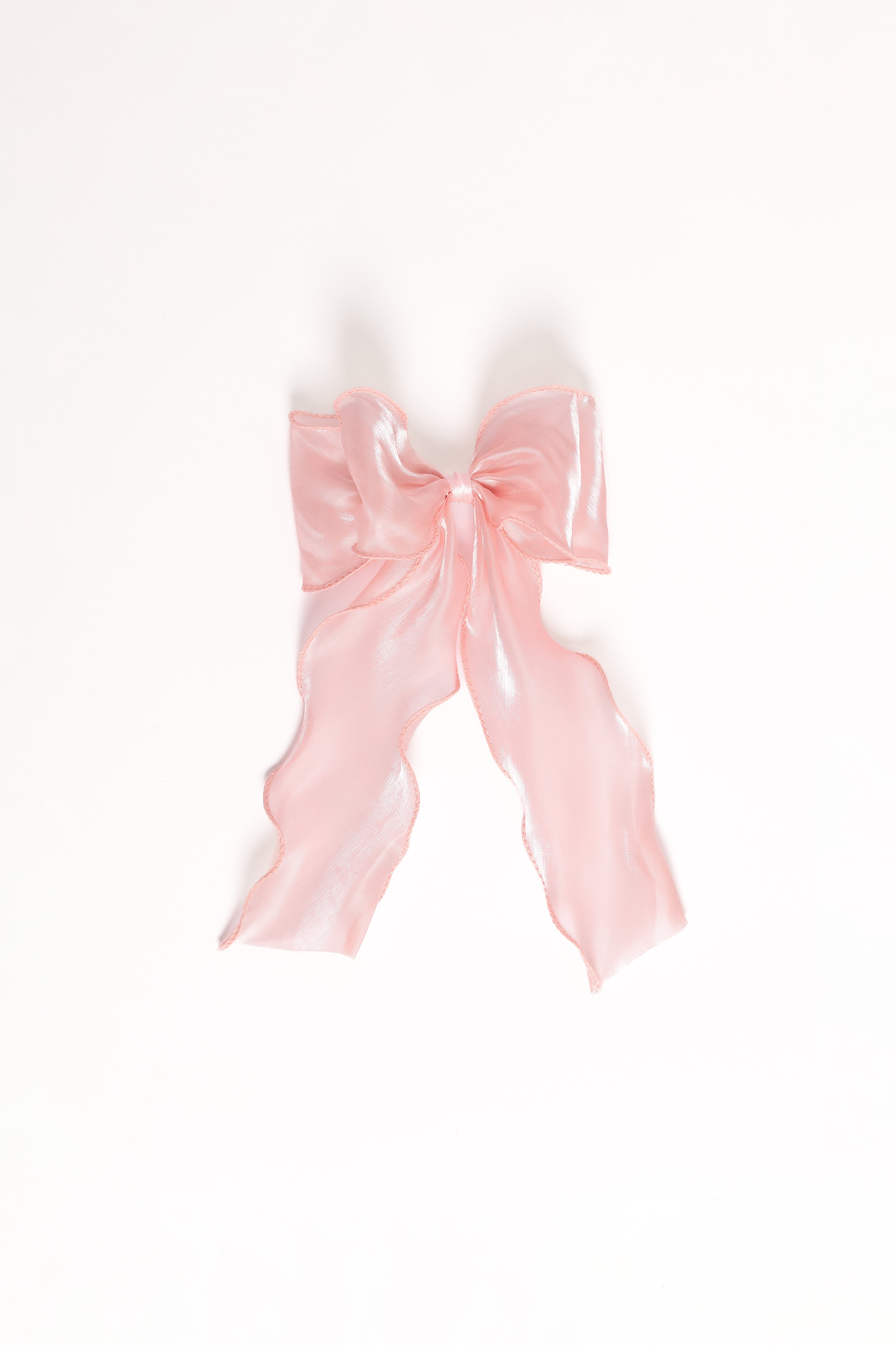 Pale Pink Poppy Hair Bow Clip - Elegant Ribbon Style