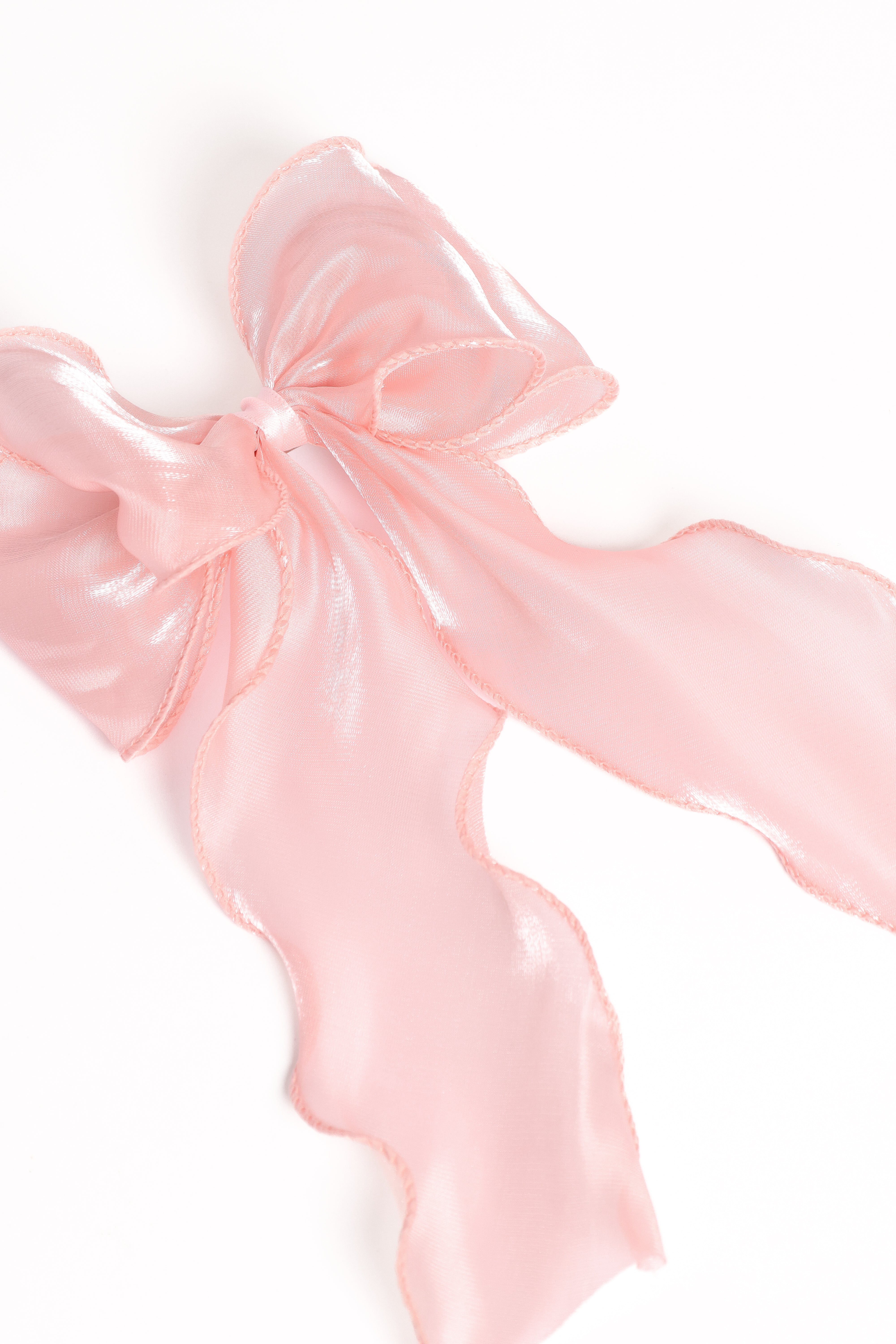 Pale Pink Poppy Hair Bow Clip - Elegant Ribbon Style