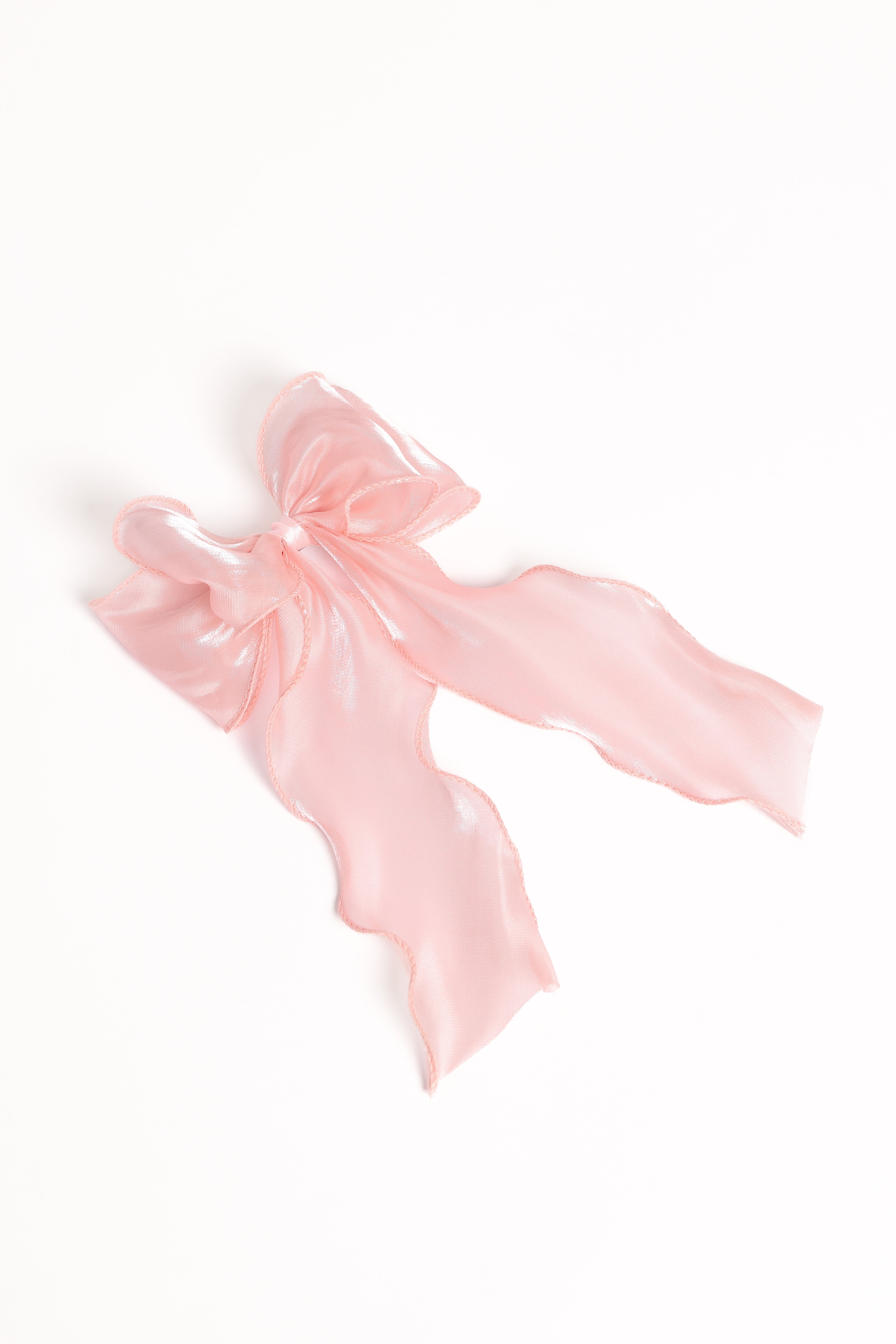 Pale Pink Poppy Hair Bow Clip - Elegant Ribbon Style