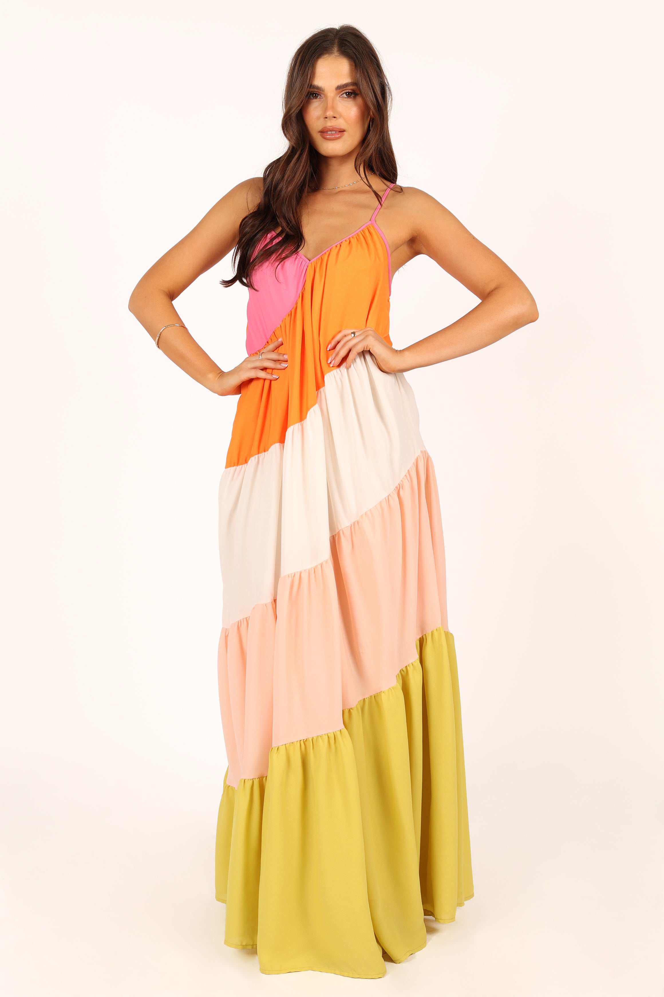 Tallulah Tiered Maxi Dress with V Neck & Adjustable Straps