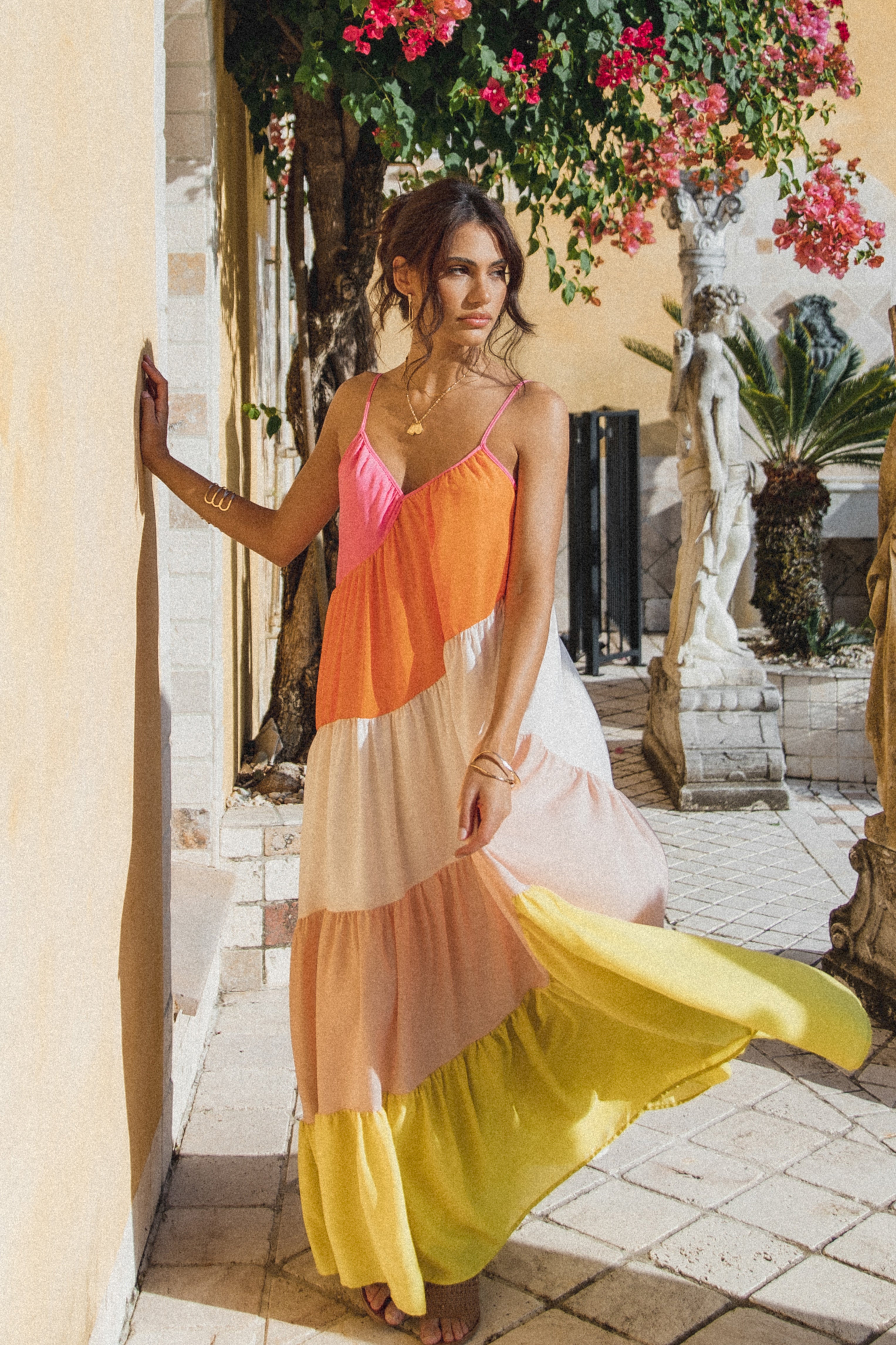 Tallulah Tiered Maxi Dress with V Neck & Adjustable Straps