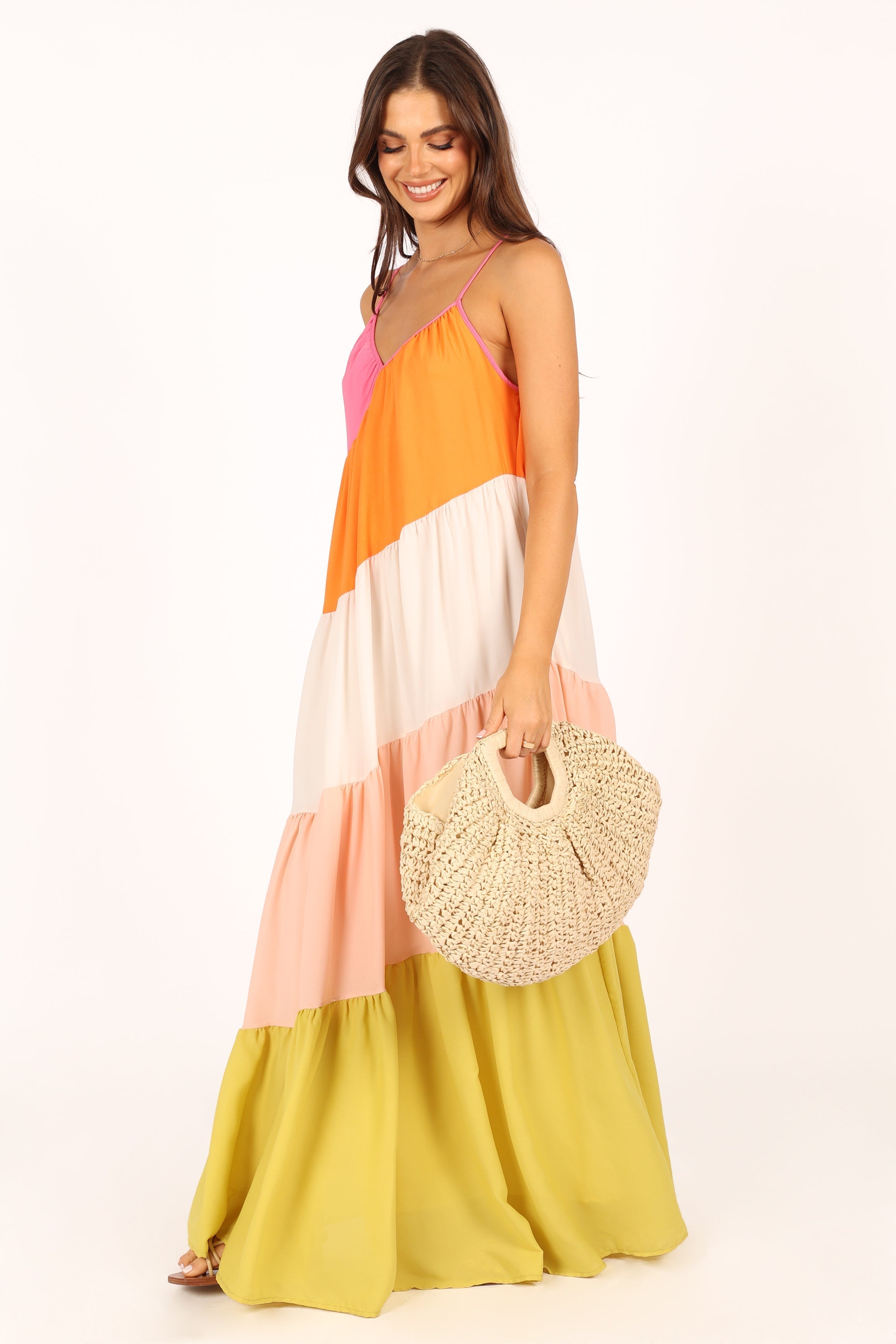 Tallulah Tiered Maxi Dress with V Neck & Adjustable Straps
