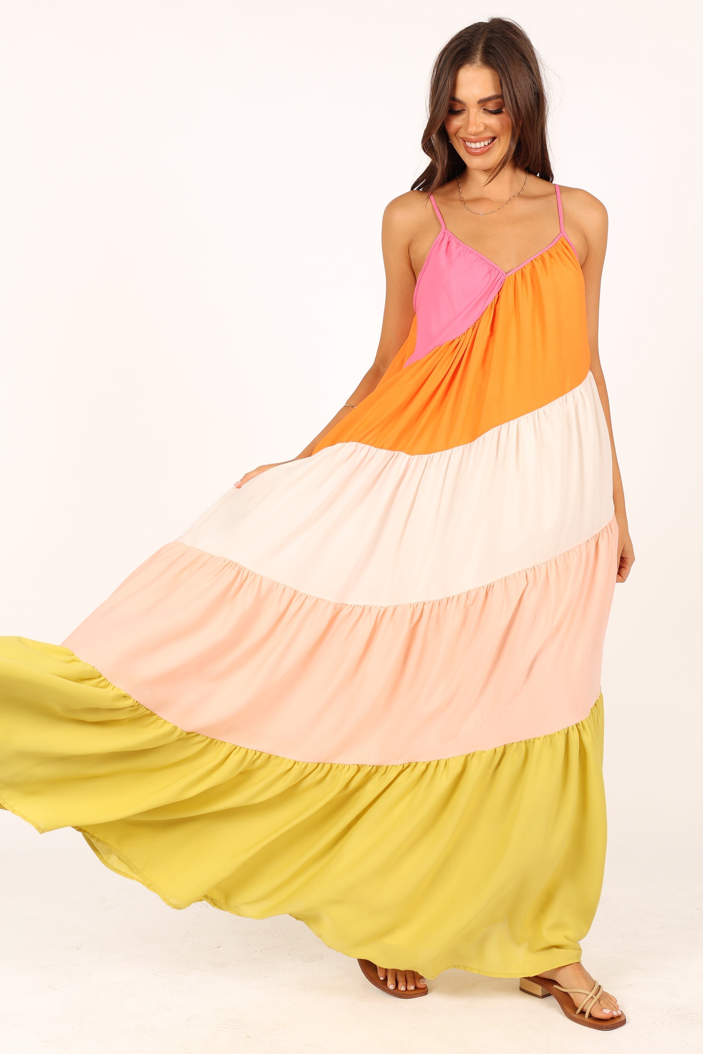 Tallulah Tiered Maxi Dress with V Neck & Adjustable Straps