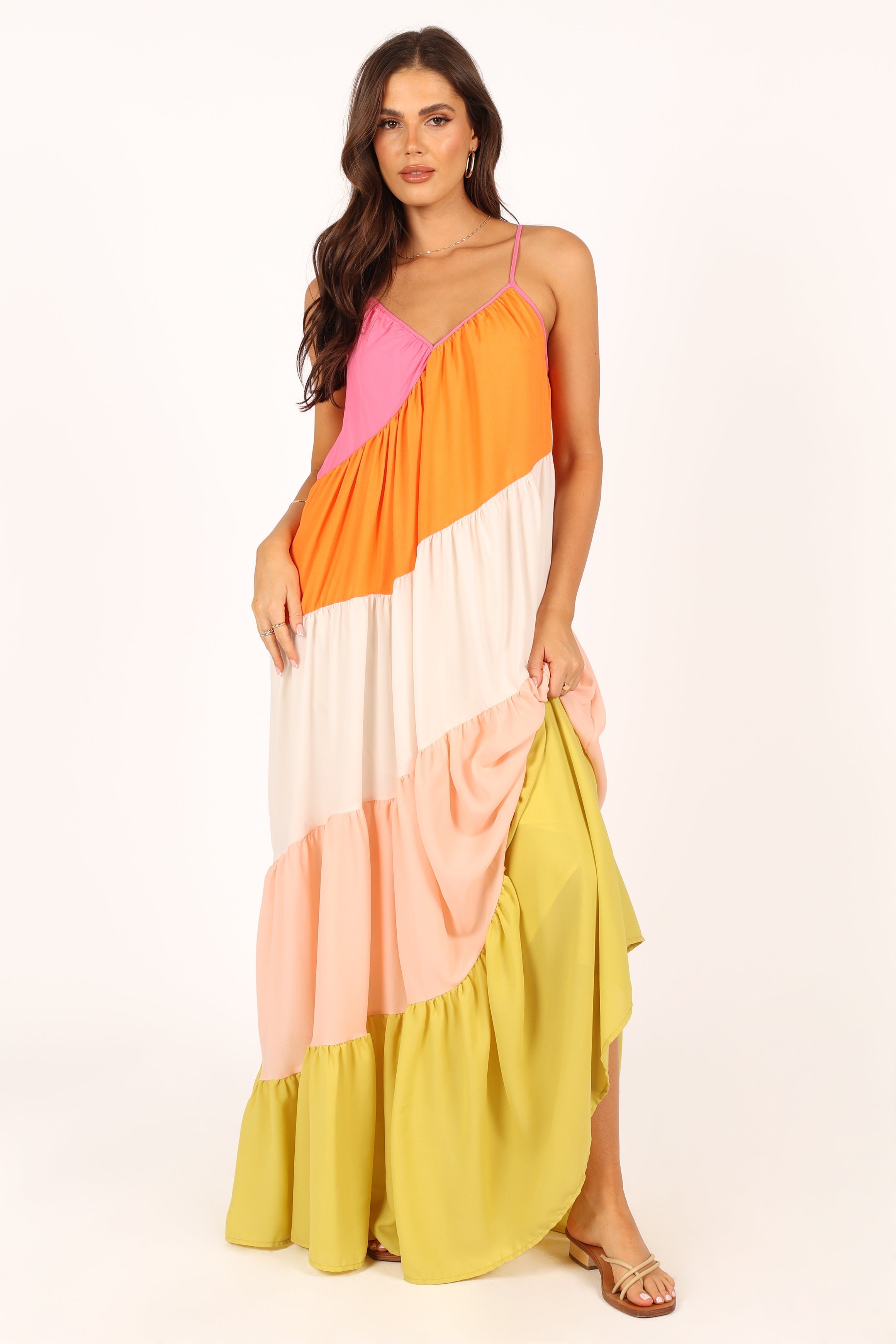 Tallulah Tiered Maxi Dress with V Neck & Adjustable Straps