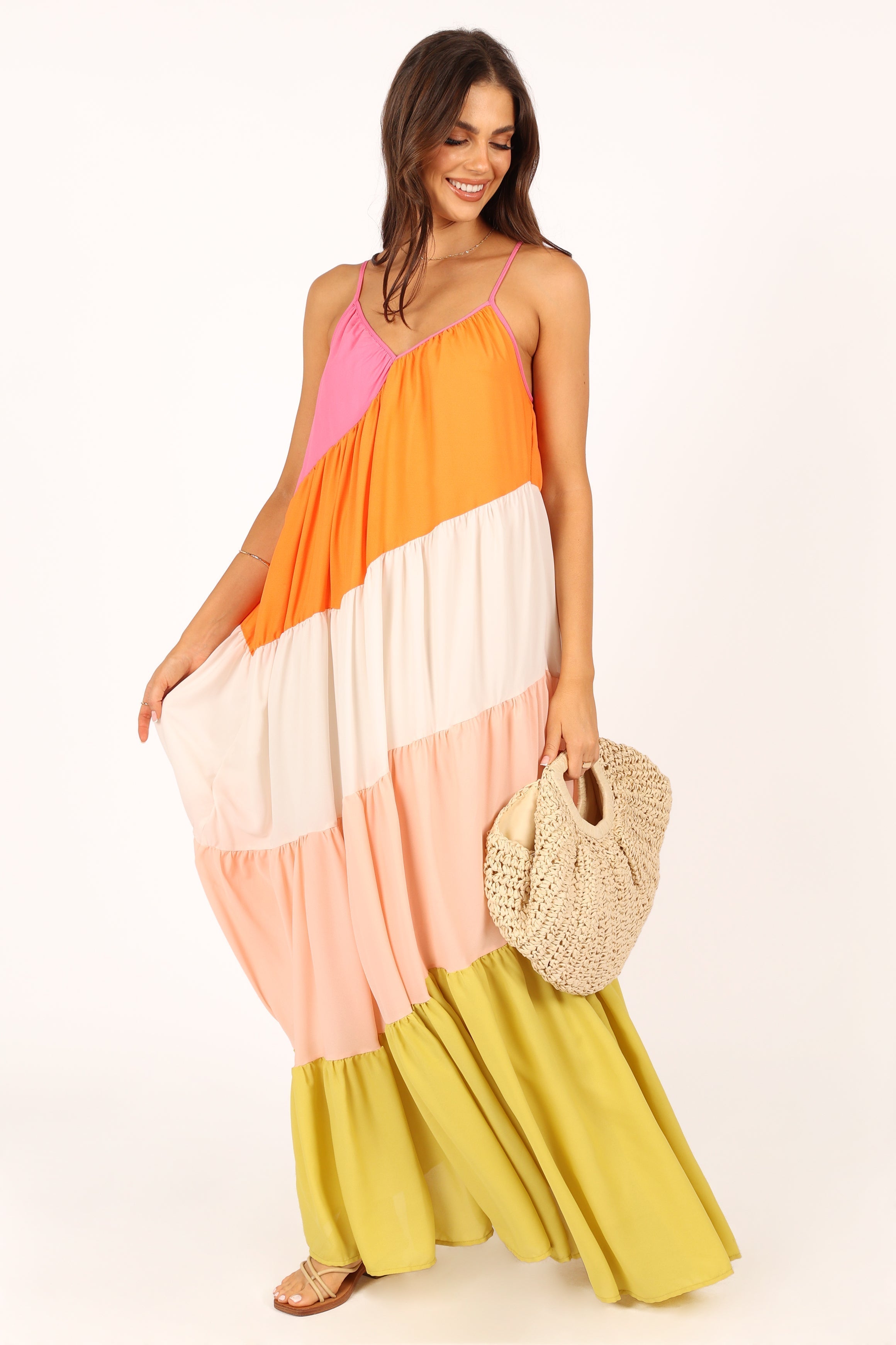 Tallulah Tiered Maxi Dress with V Neck & Adjustable Straps