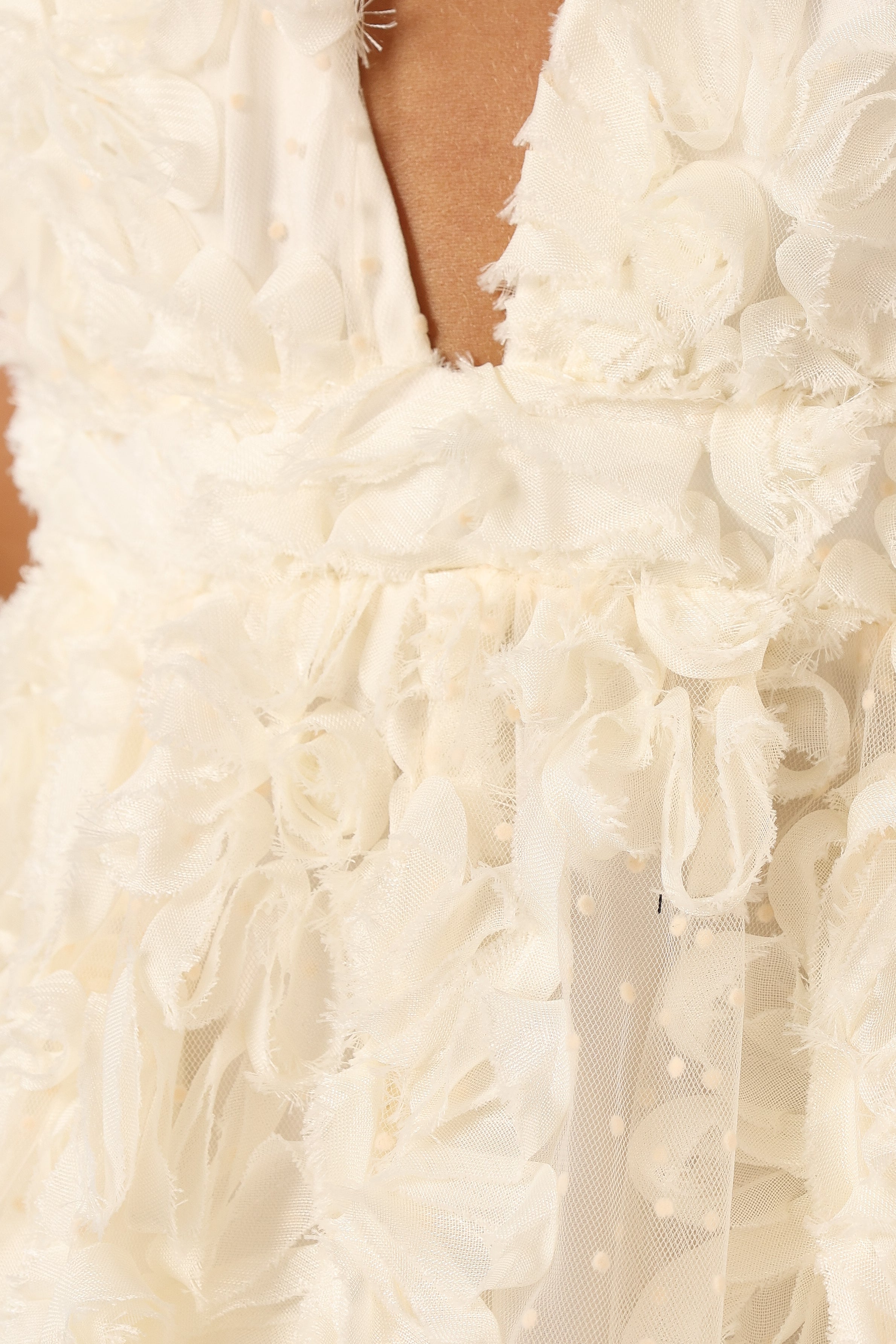 Cream Mini Dress with V Neck & Open Back - Atti