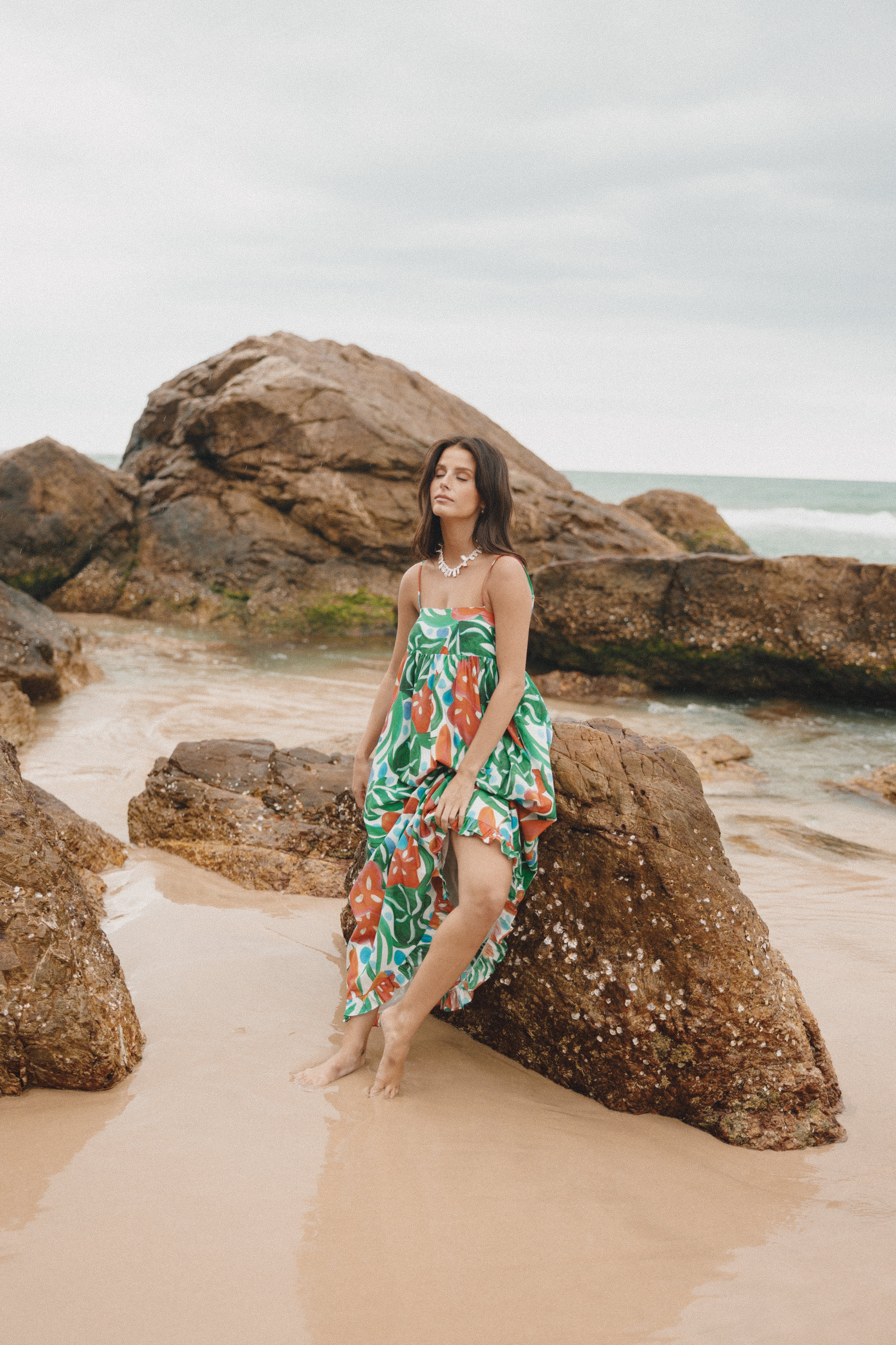 Floral Cotton Maxi Dress with Pockets - Miuccia Kauai