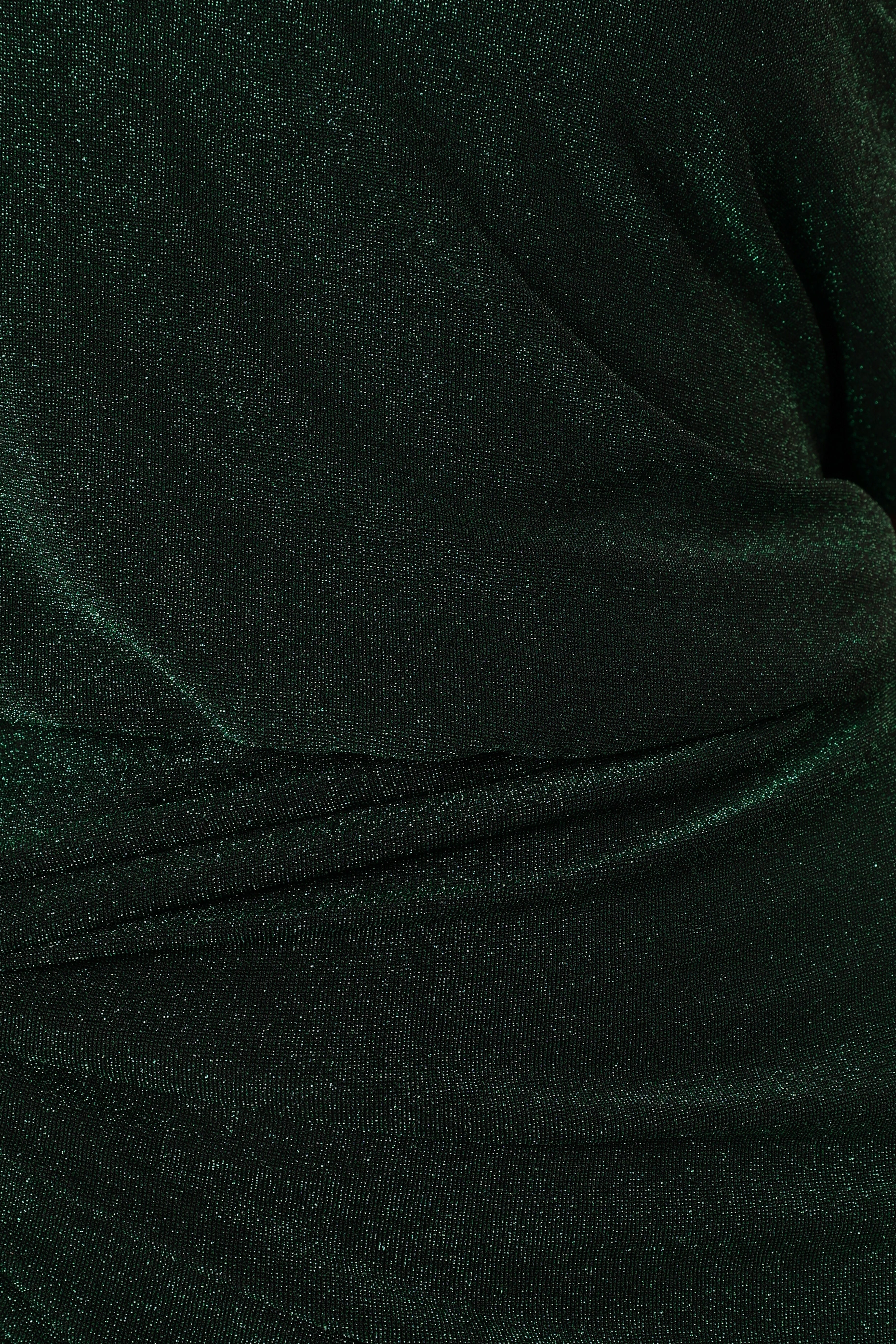 Emerald Glitter Off Shoulder Midi Dress with Waist Tie