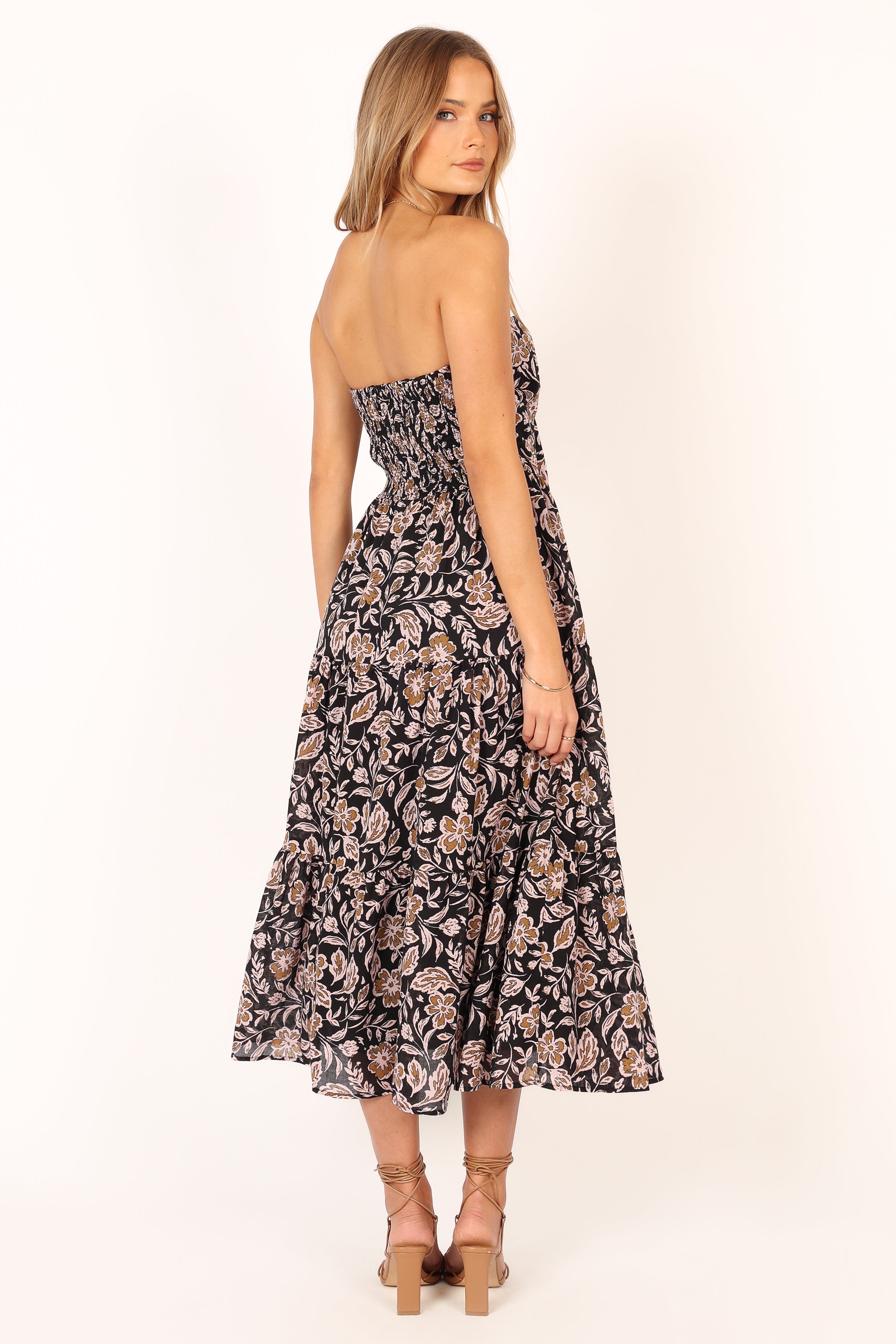 Floral Print Shena Halter Neck Midi Dress - Black Multi