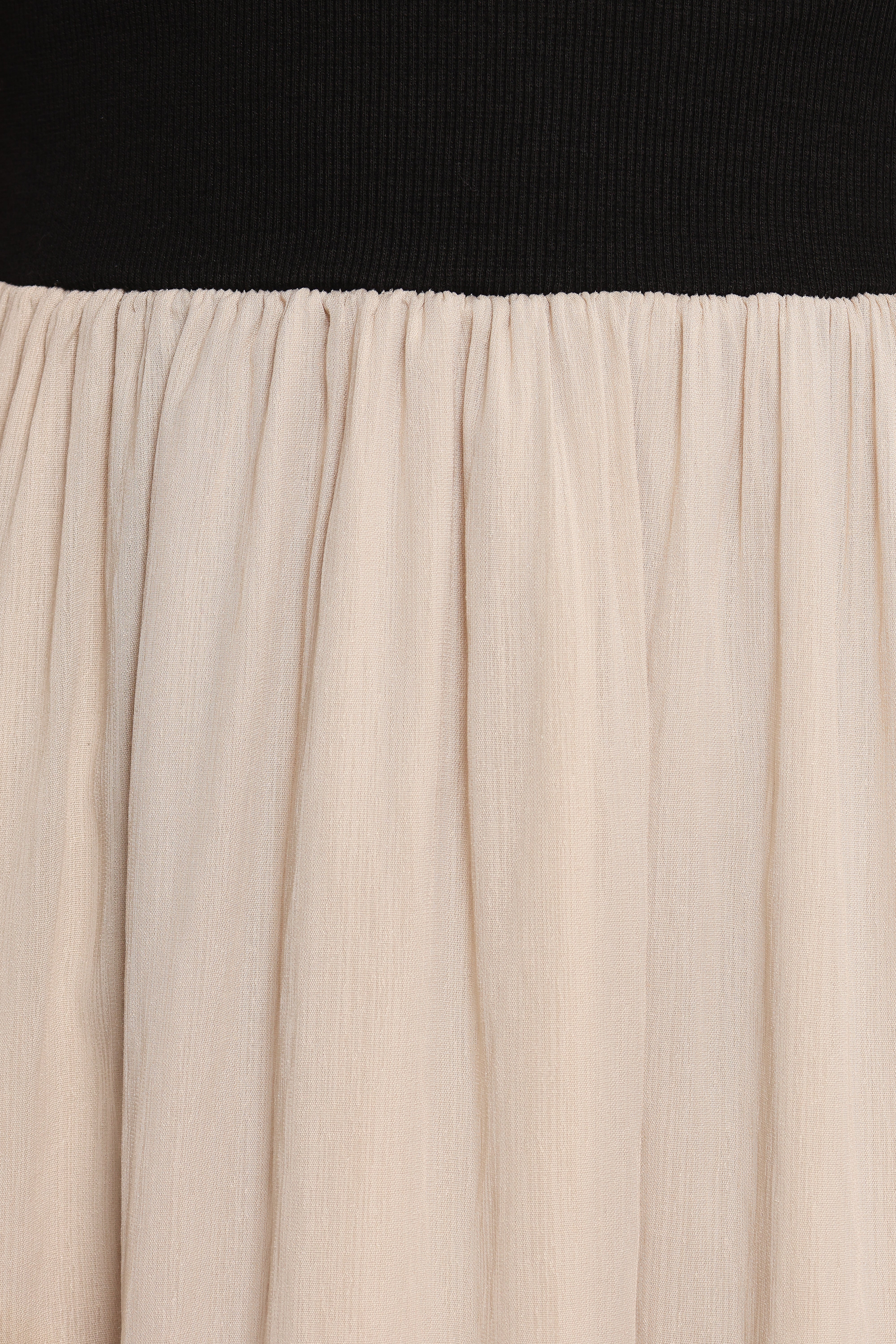 Isolde Ribbed Knit Midi Dress with Pockets - Black/Beige