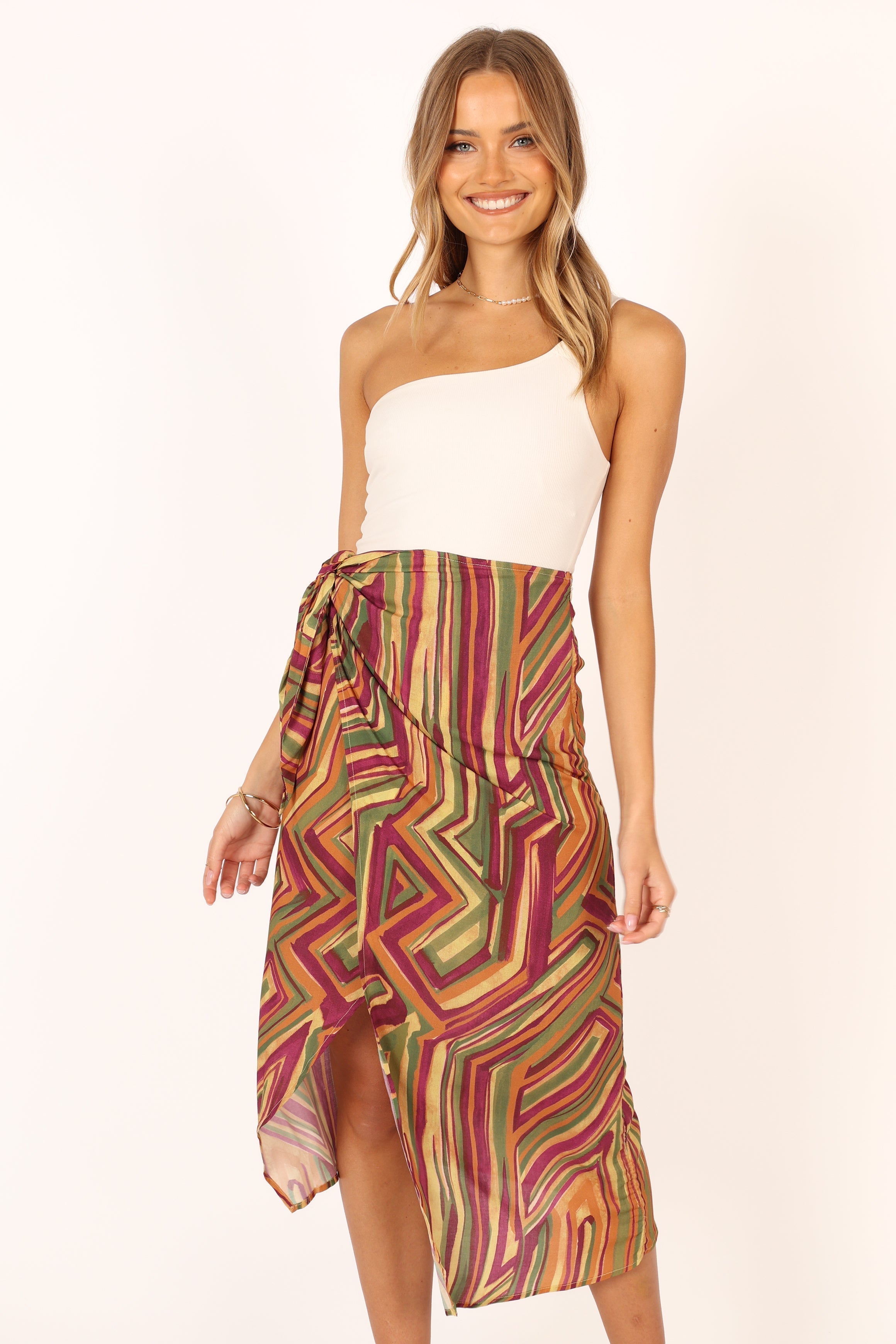 Vintage Royale Wrap Midi Skirt - 100% Rayon Vacation Style