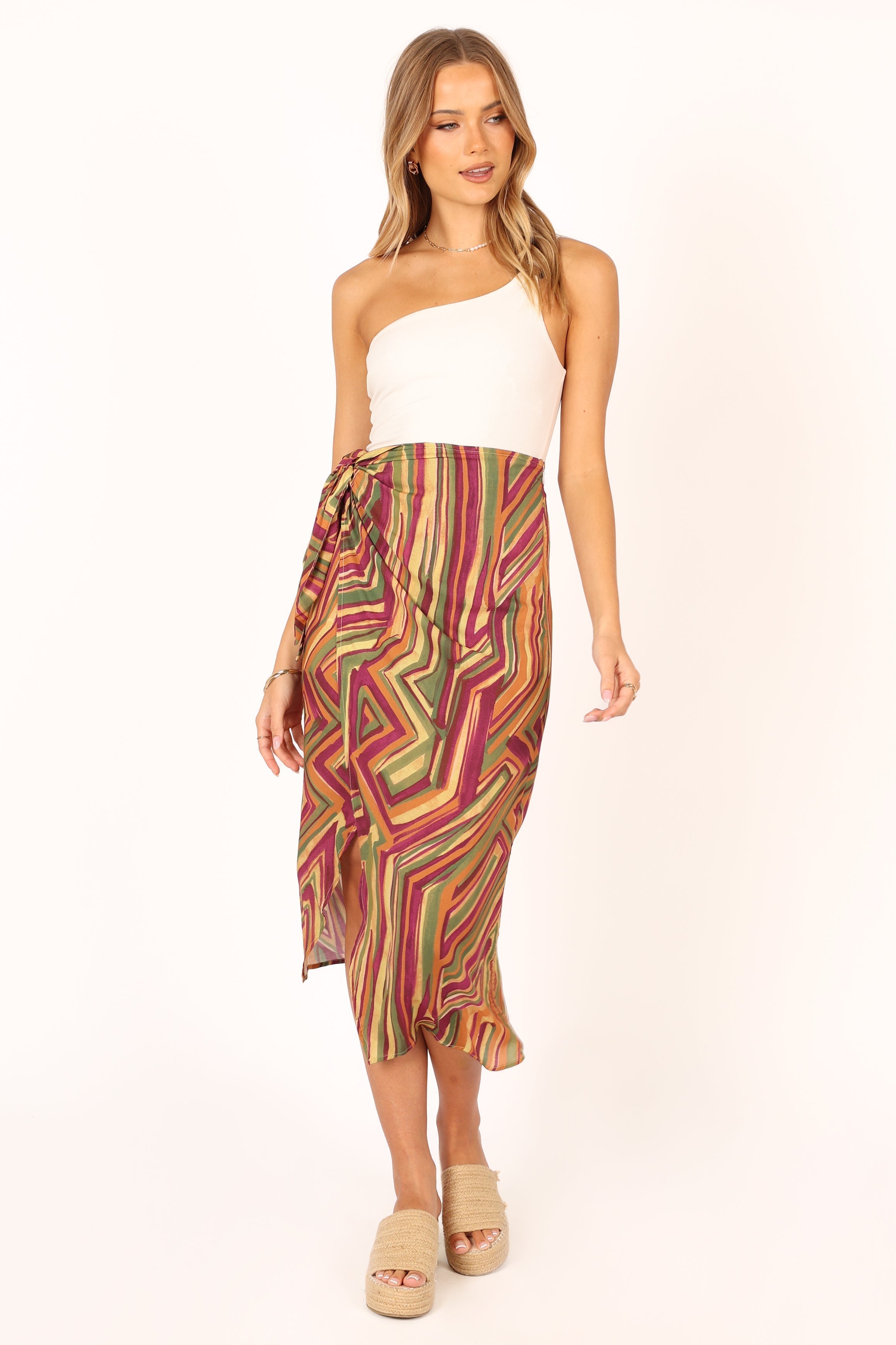 Vintage Royale Wrap Midi Skirt - 100% Rayon Vacation Style
