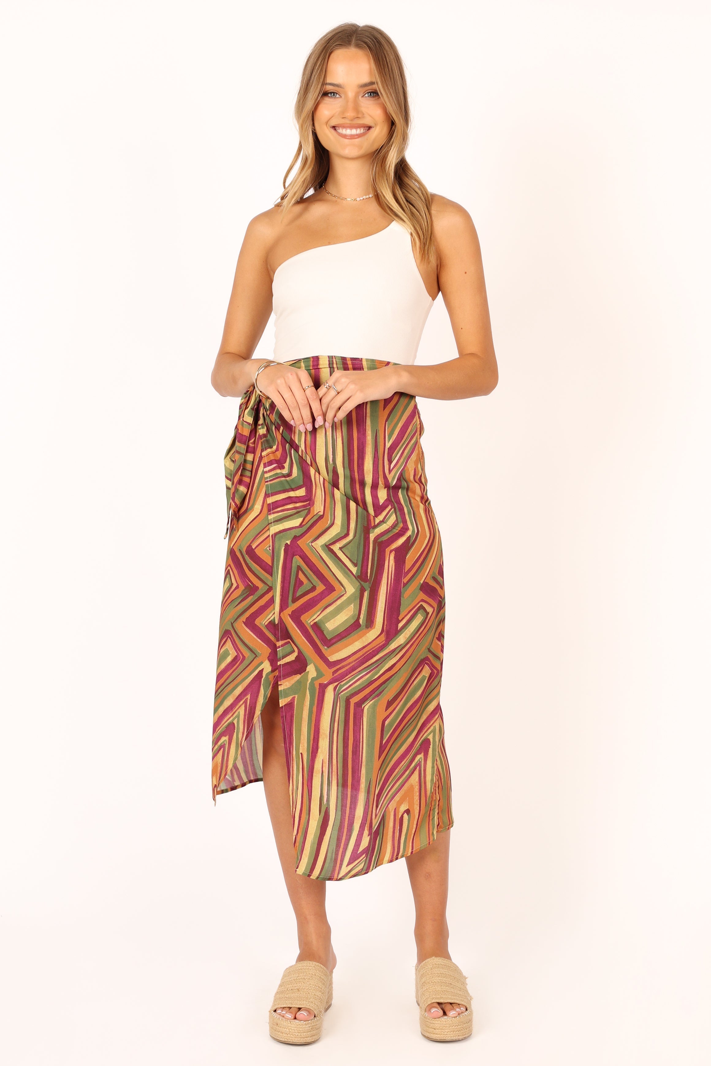 Vintage Royale Wrap Midi Skirt - 100% Rayon Vacation Style