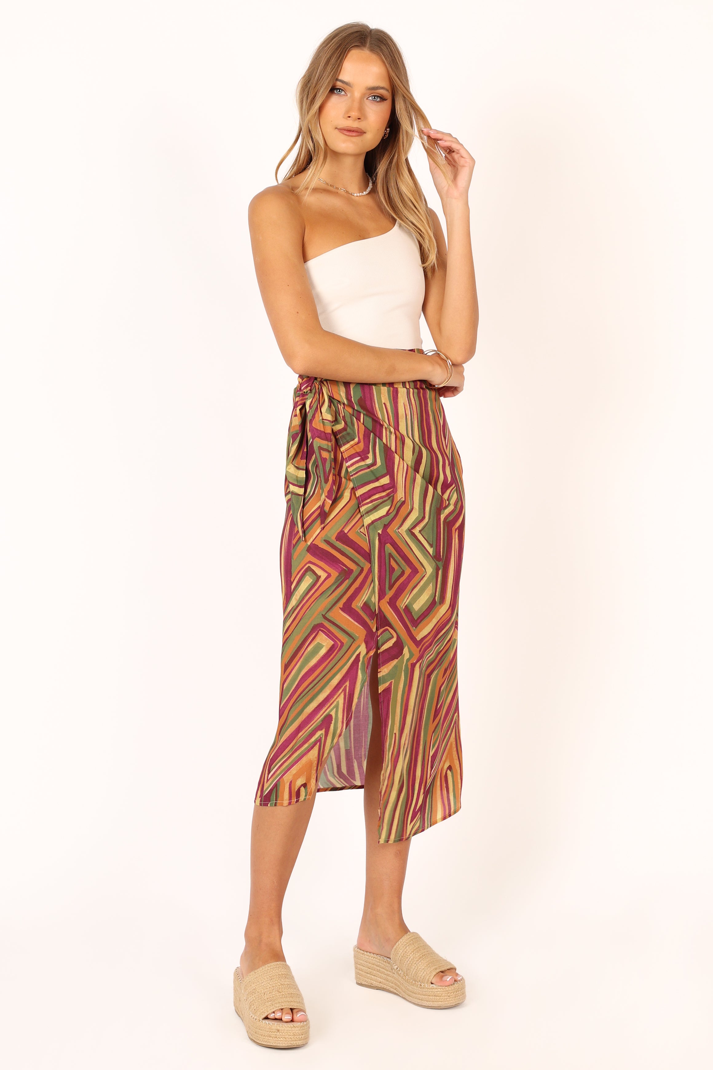 Vintage Royale Wrap Midi Skirt - 100% Rayon Vacation Style