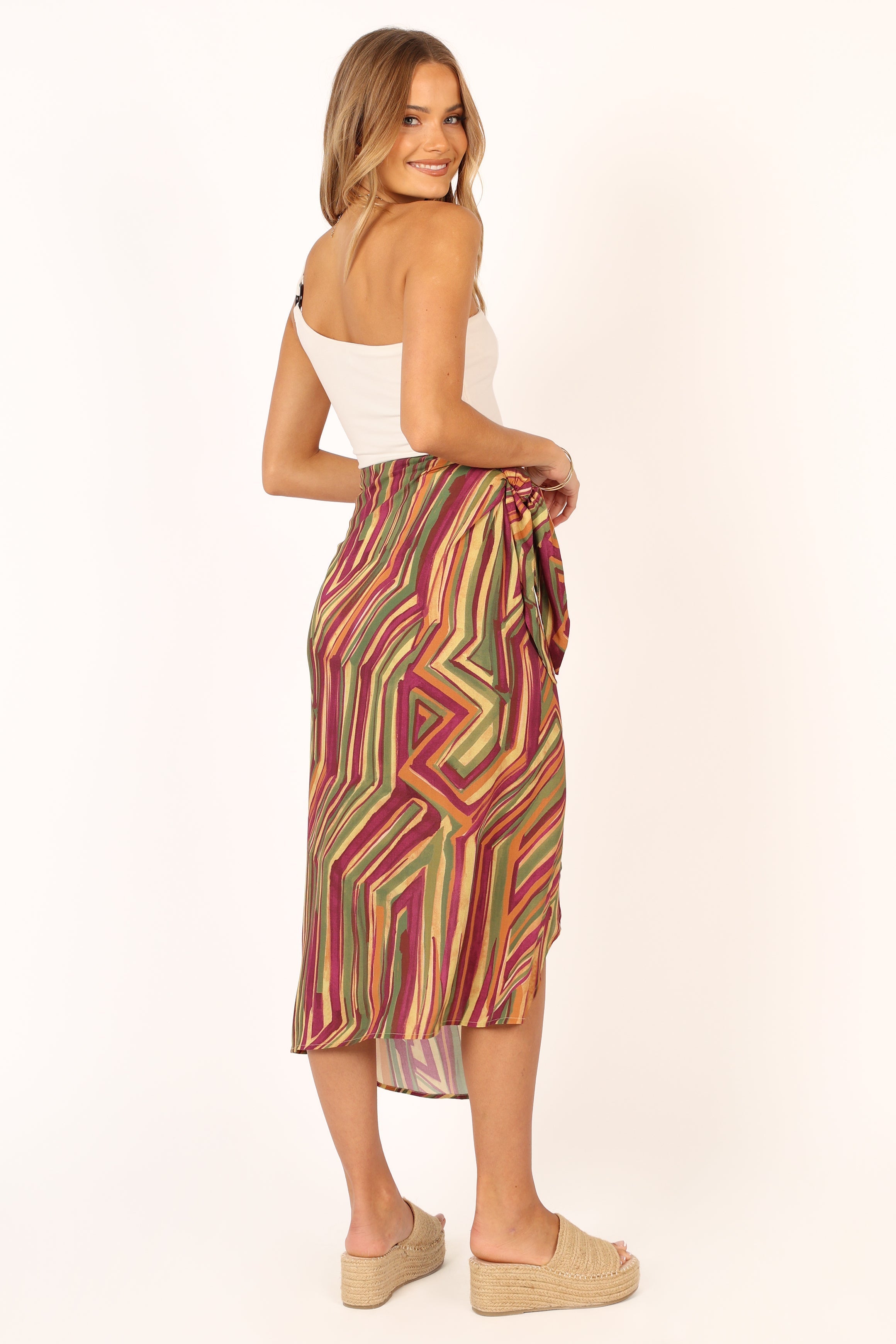 Vintage Royale Wrap Midi Skirt - 100% Rayon Vacation Style