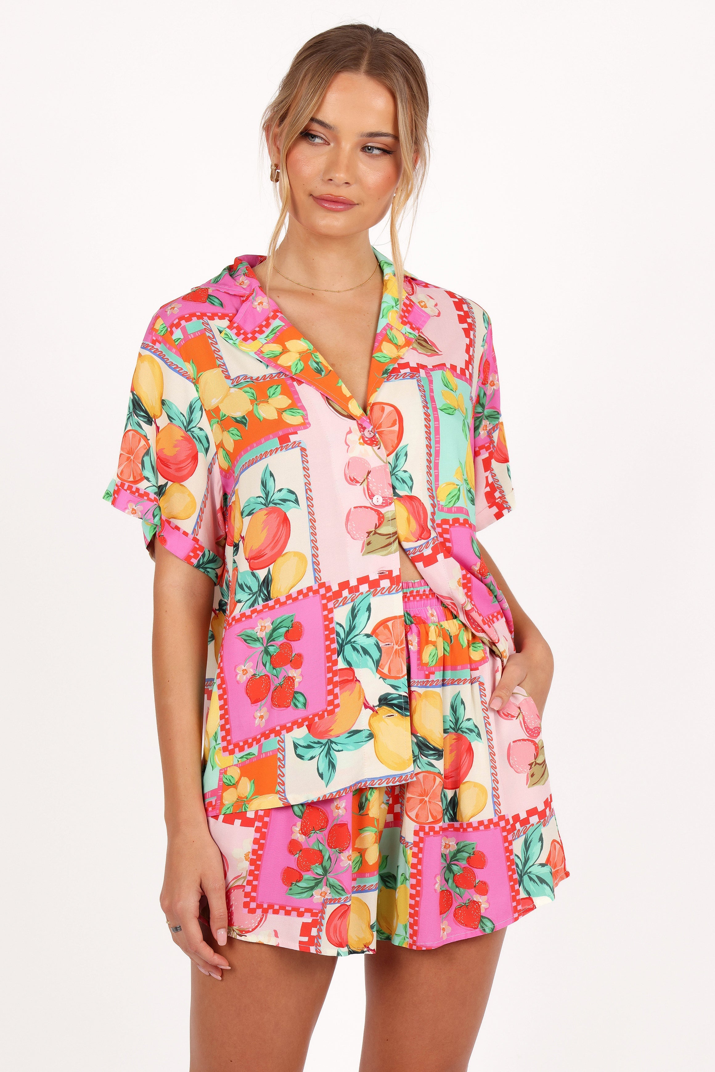 Women's Fruit Print Short Set - Raquelle Rio Vacation Outfit
