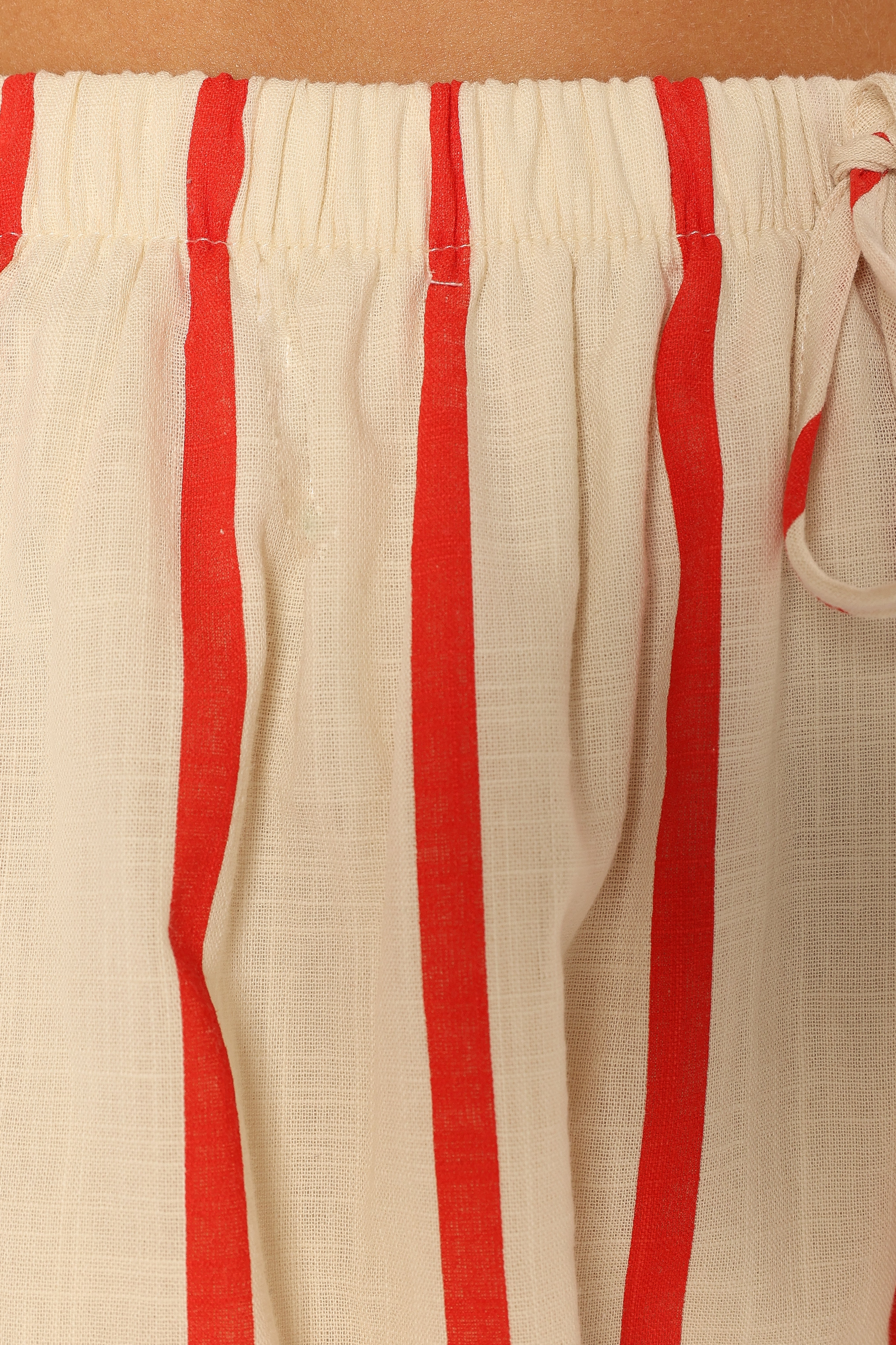 Myles Women's Red Stripe Cotton Short Sleeve Top & Shorts Set