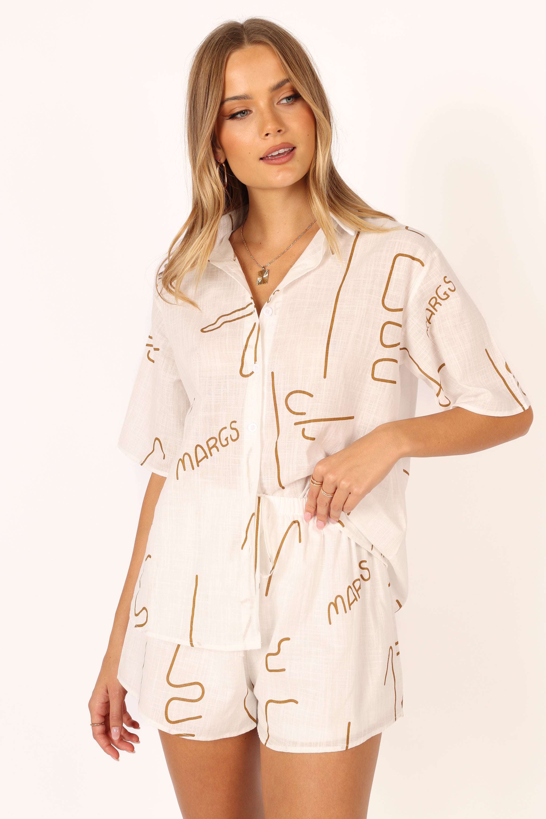 Brown Cotton Sunset Short Set - Flirty Summer Top & High Waist Shorts