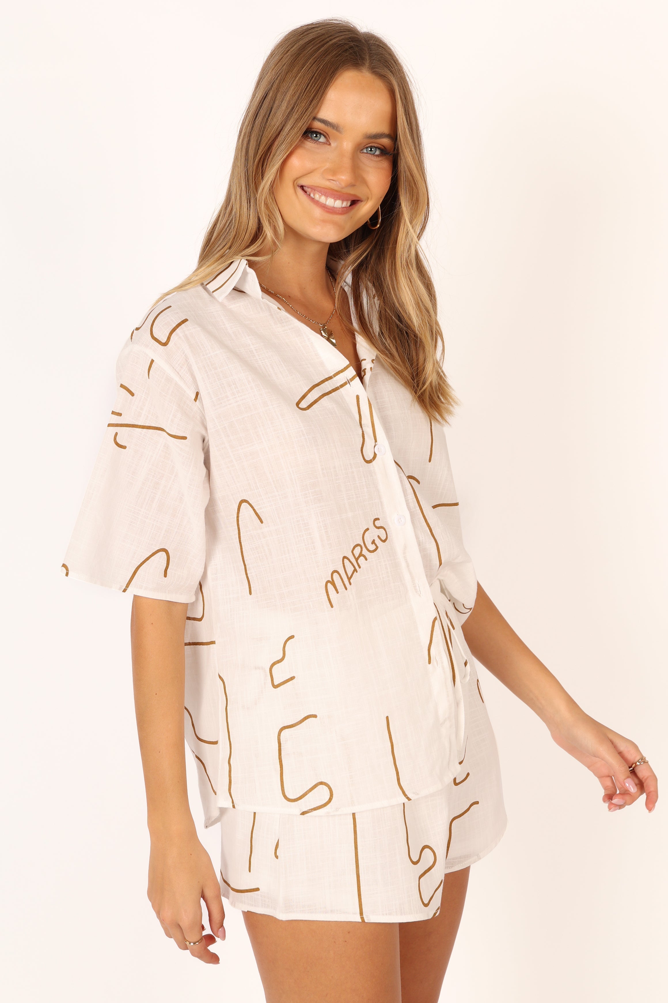 Brown Cotton Sunset Short Set - Flirty Summer Top & High Waist Shorts