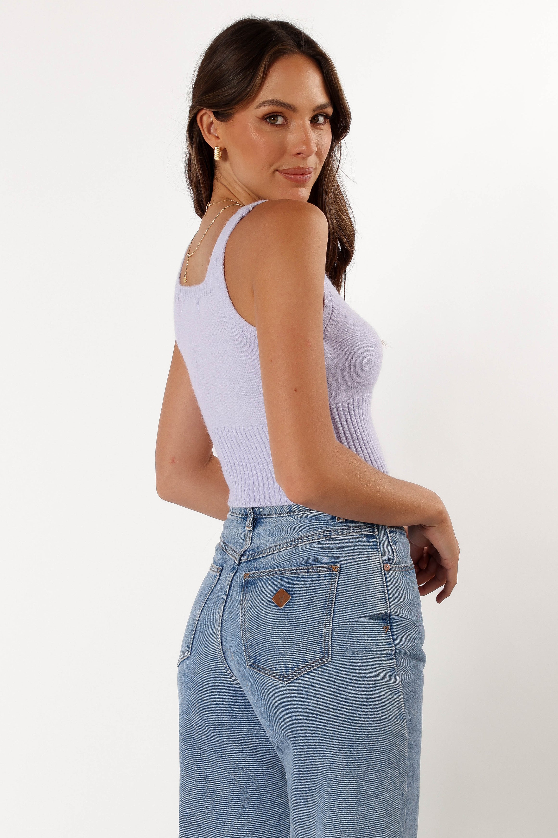 Lilac Cropped Isabel Sweater Top - Soft Knit Round Neck