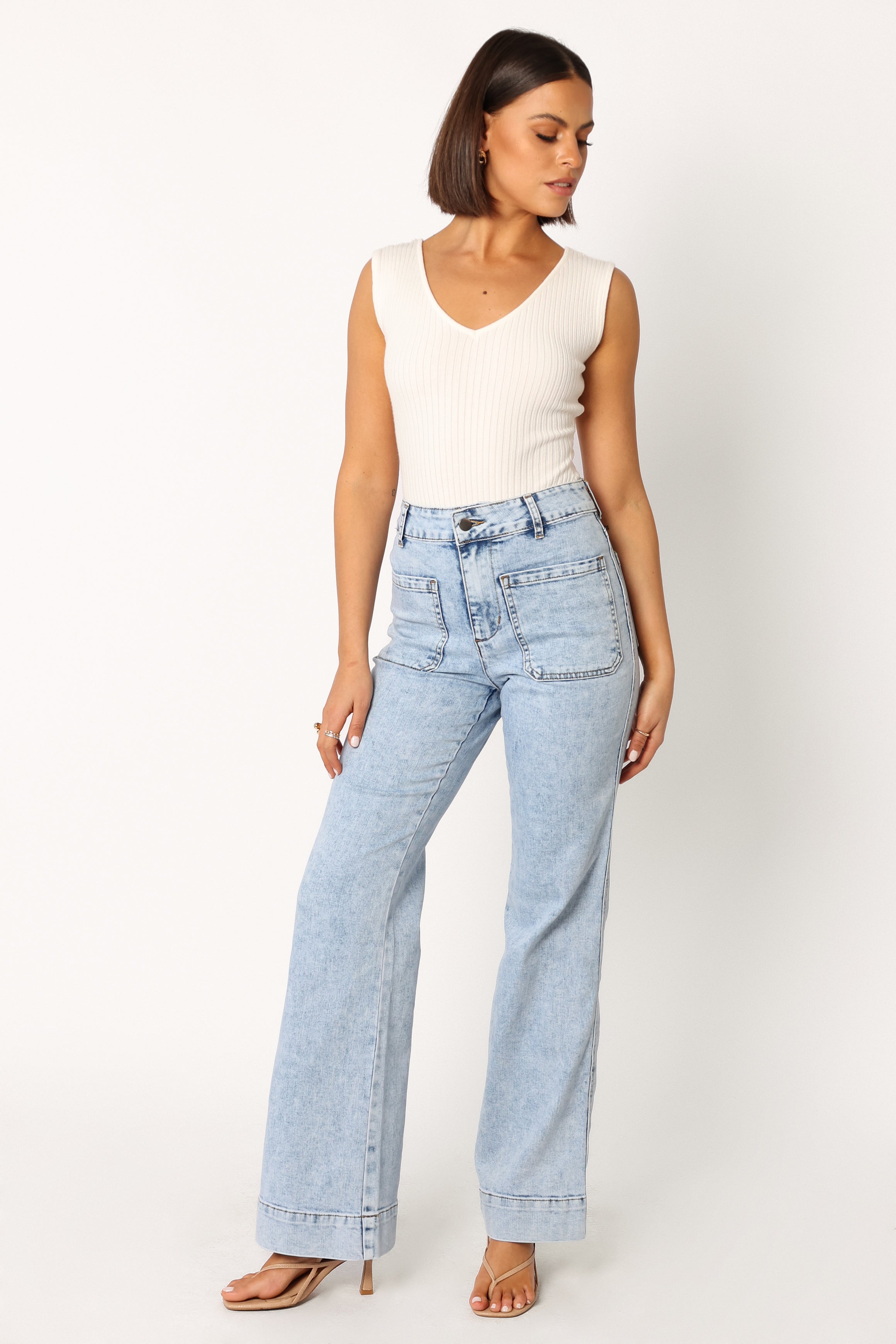 Nico High Waisted Wide Leg Jeans - Blue Denim Women's Pants