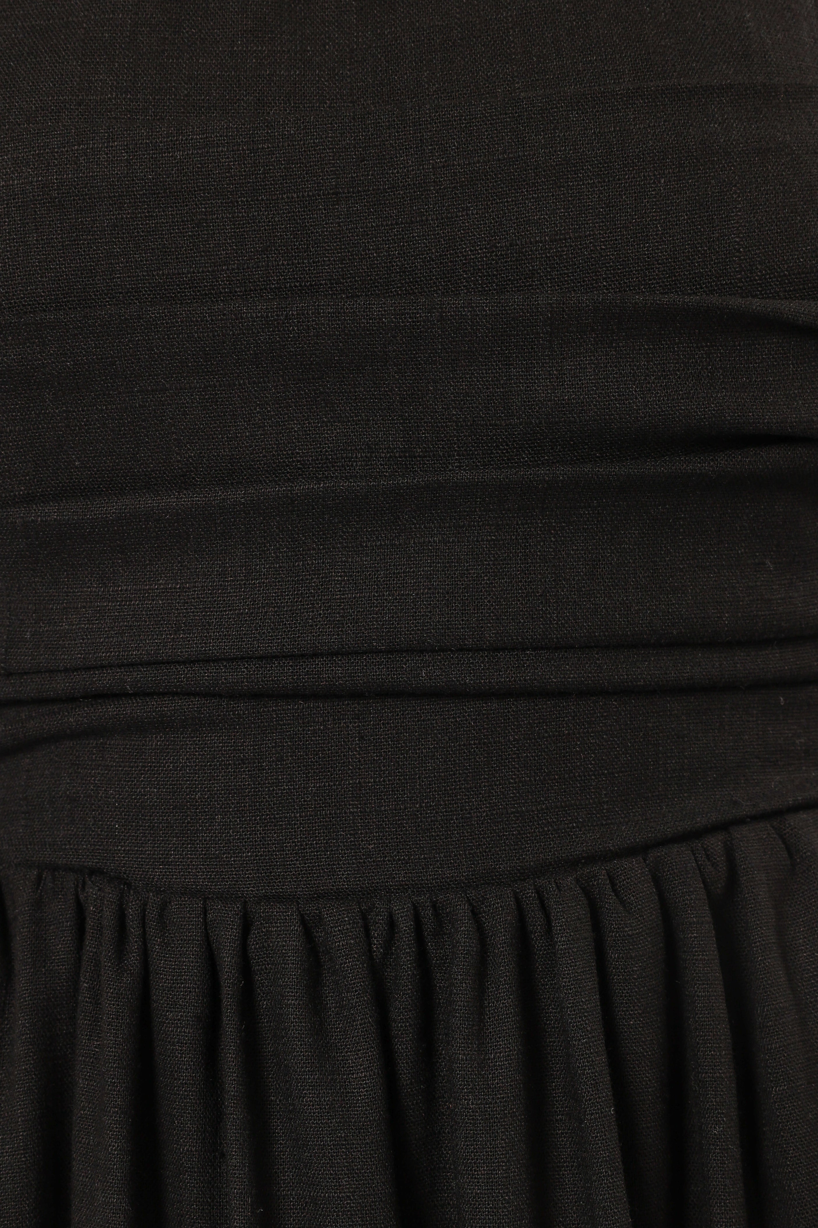 Kayt Black Strapless Maxi Dress with Pleated Bodice