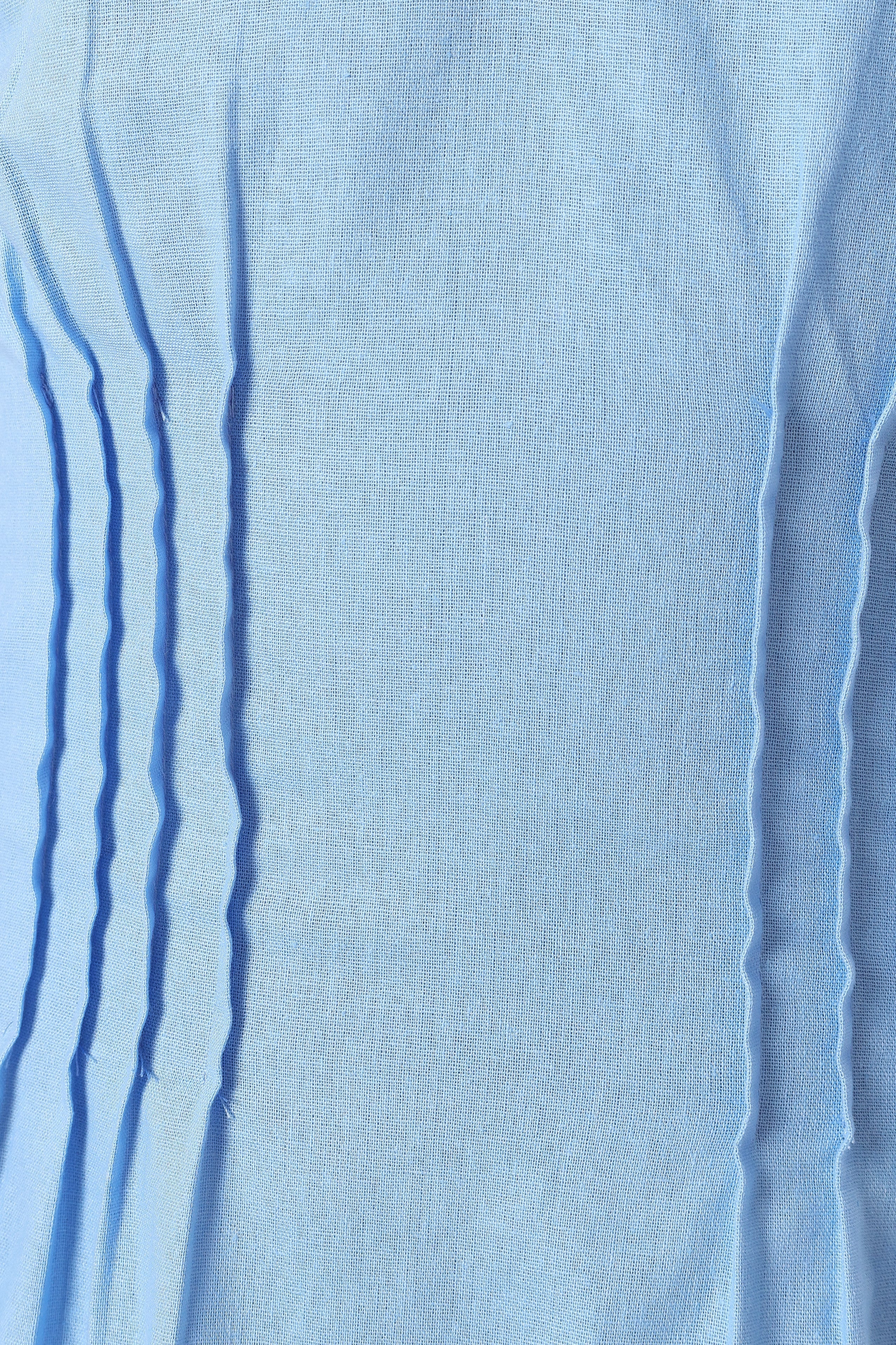 Lainey Blue Tie Maxi Dress with V Neckline & Pleat Detail