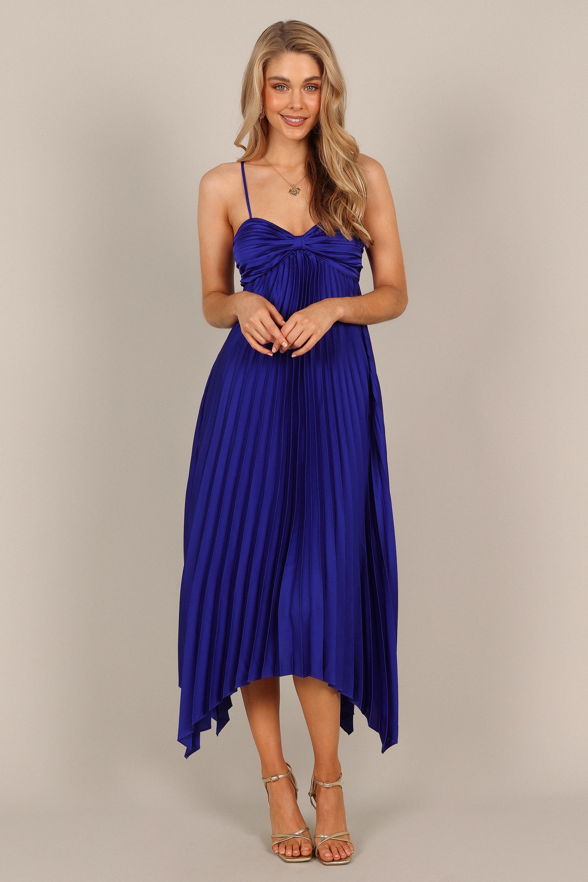 Royal Blue Vikki Midi Dress with Sweetheart Neckline & Adjustable Straps