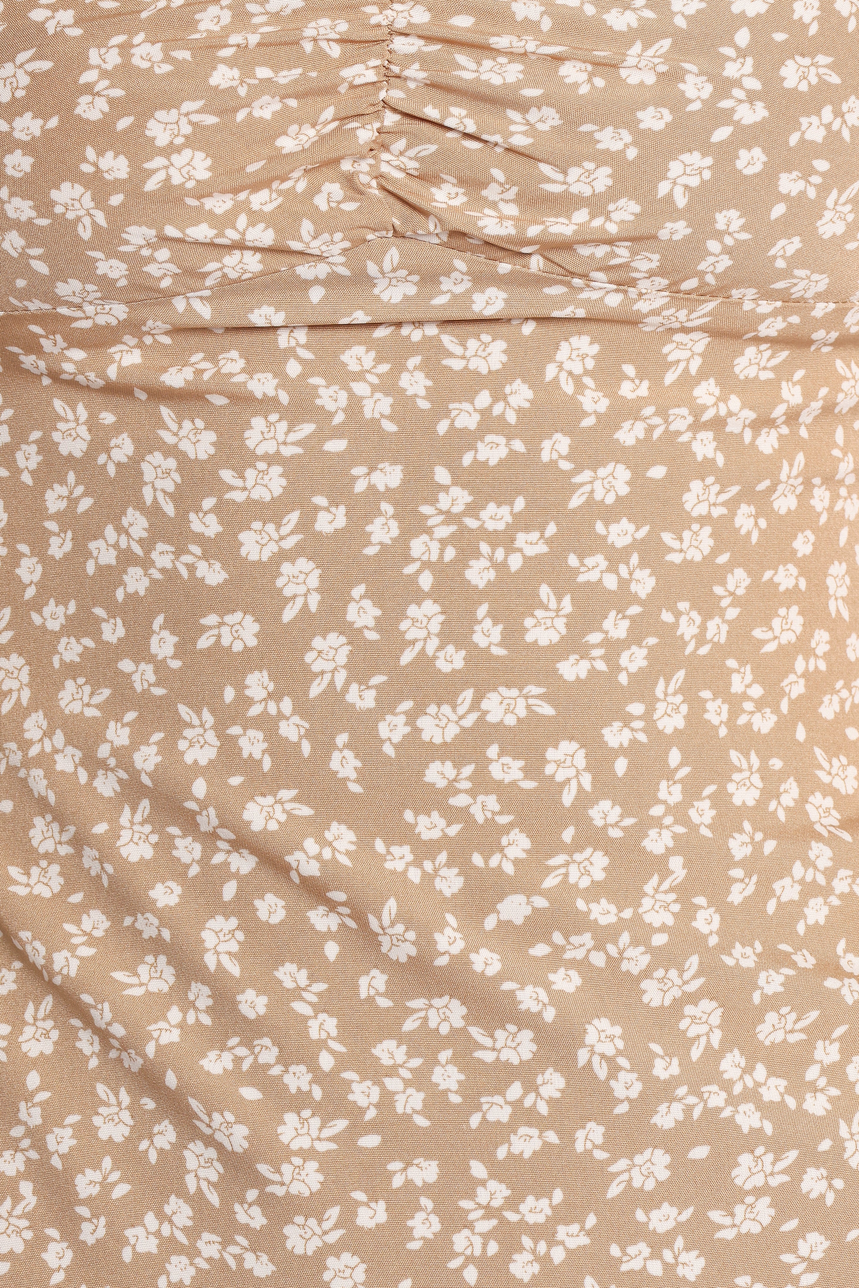 Floral Sweetheart Neckline Maxi Dress - Leire Beige